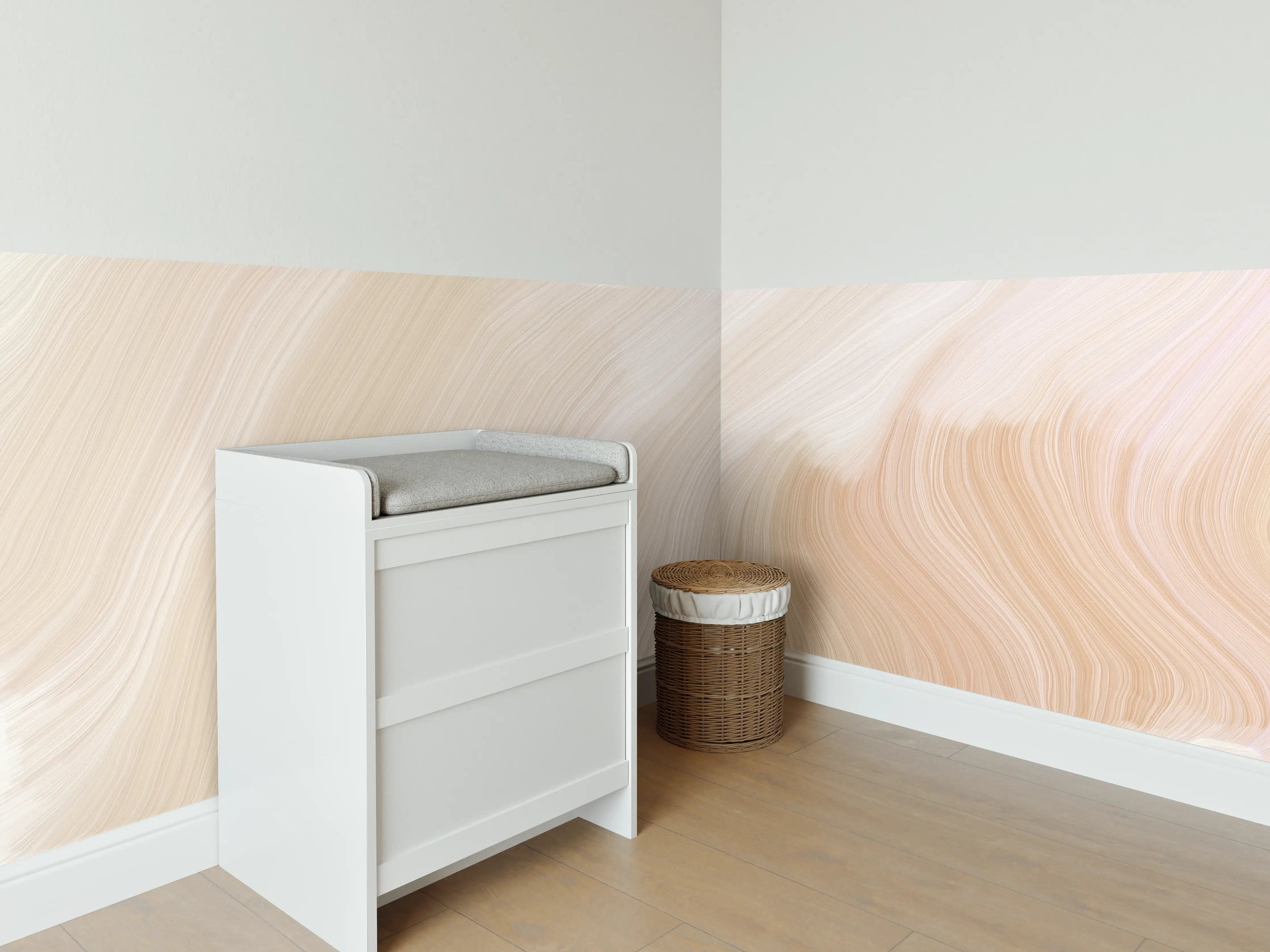 Babyzimmer Wandgestaltung - Weiße Marmor-Textur mit sanften Beigetönen