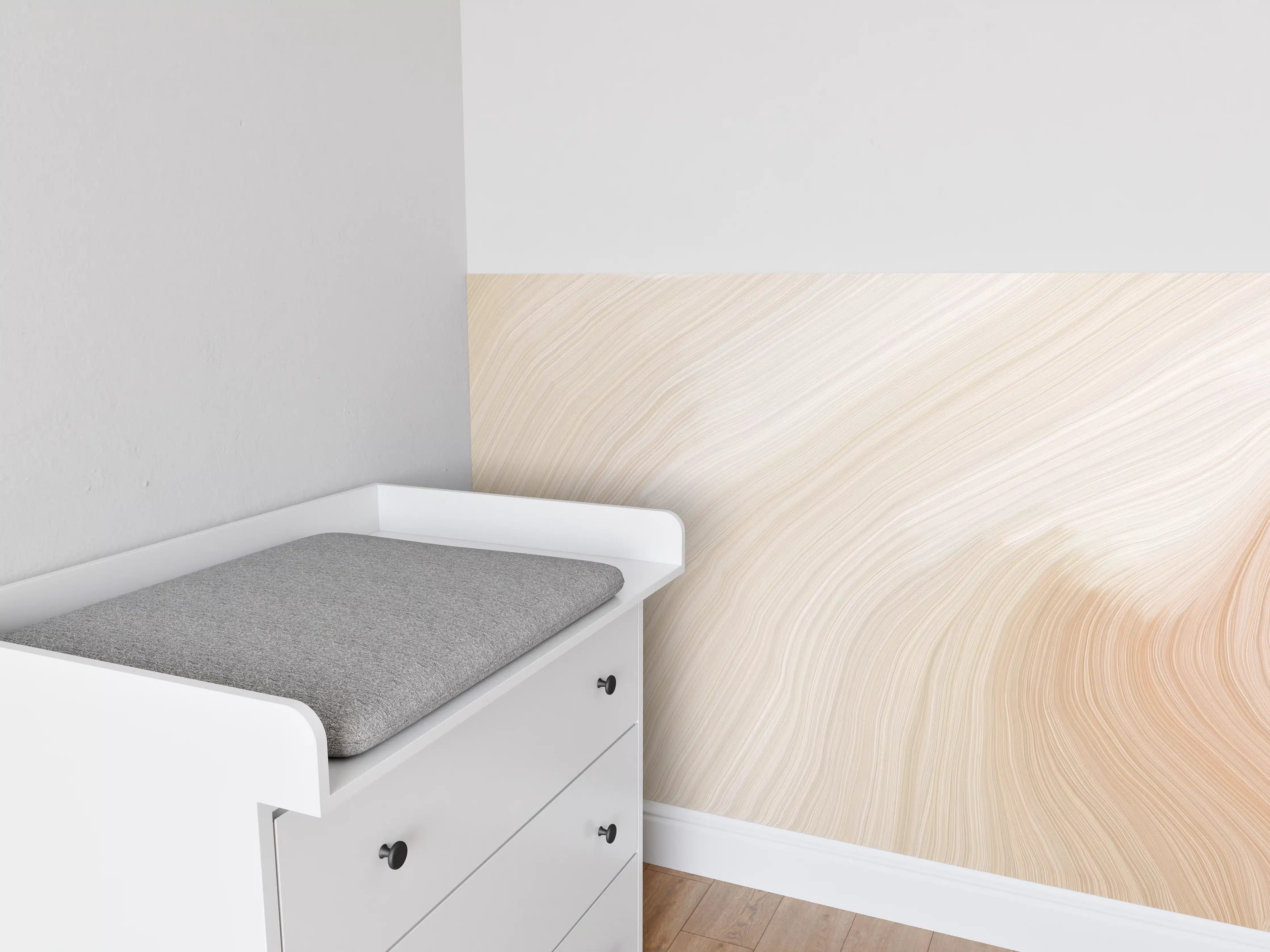 Babyzimmer Wandgestaltung - Weiße Marmor-Textur mit sanften Beigetönen
