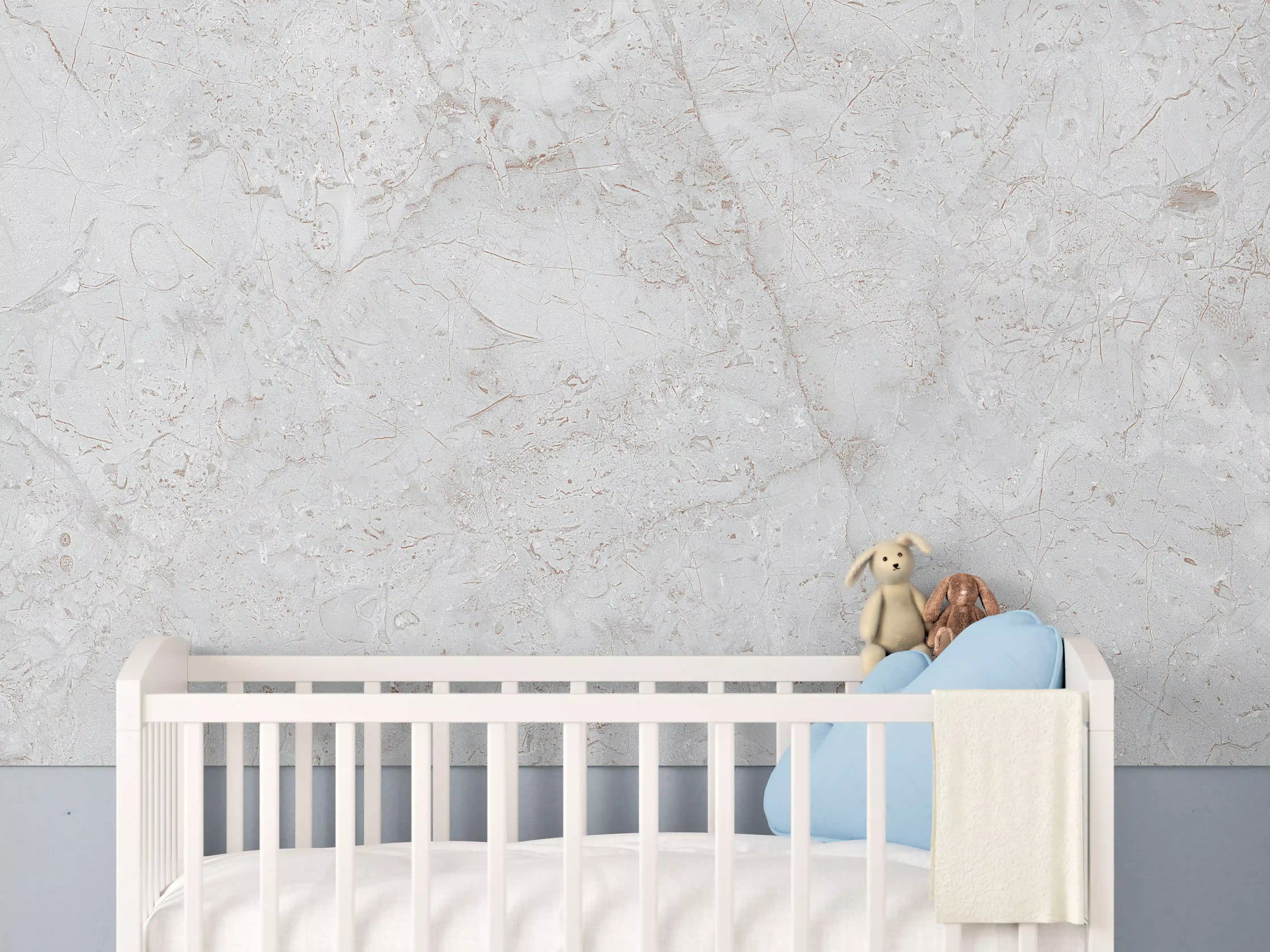 Babyzimmer Wandgestaltung - Weiße Marmorstruktur in hellem Grau