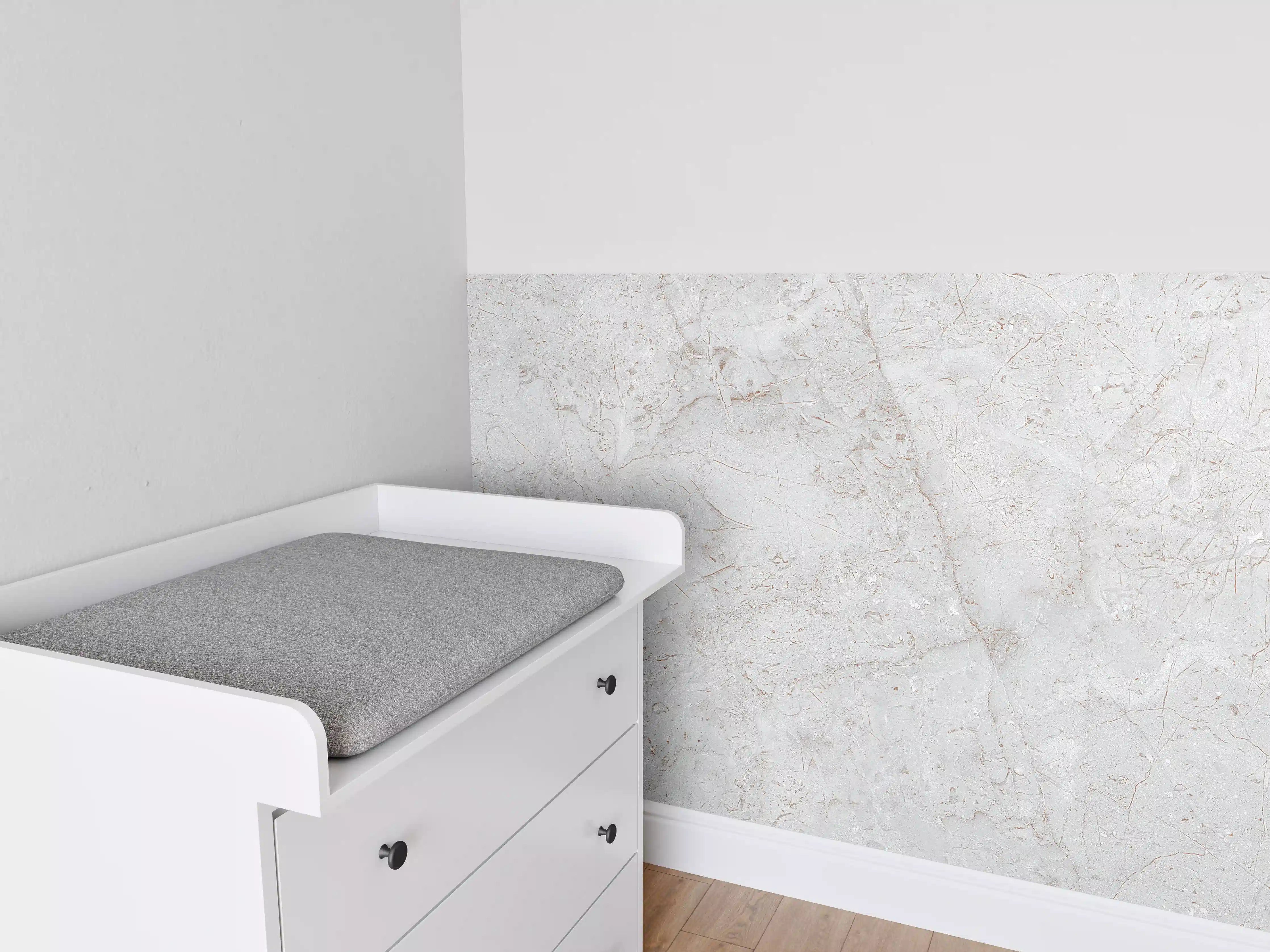 Babyzimmer Wandgestaltung - Weiße Marmorstruktur in hellem Grau