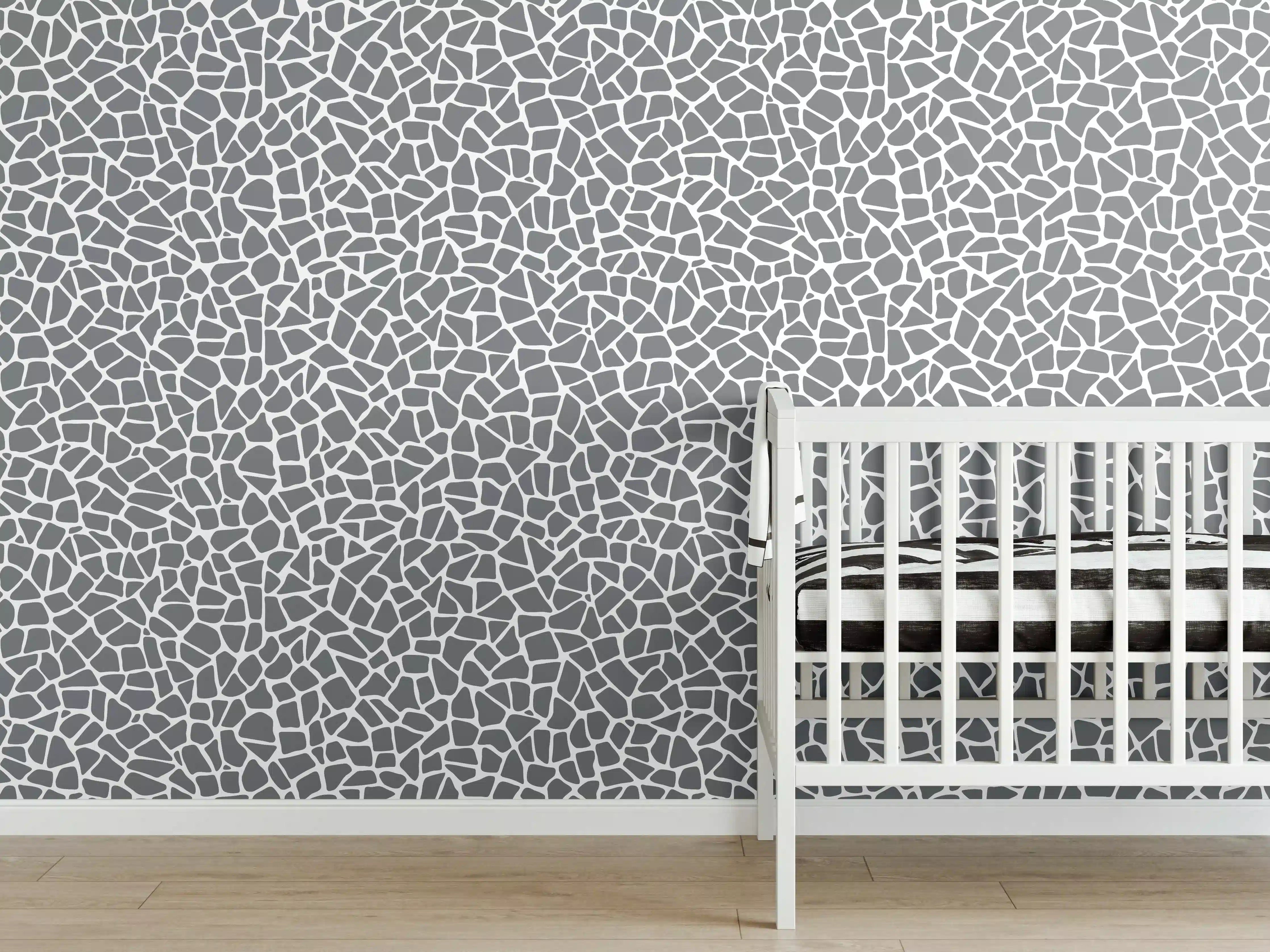 Babyzimmer Wandgestaltung - Weiße Marmorstruktur mit grauen Akzenten