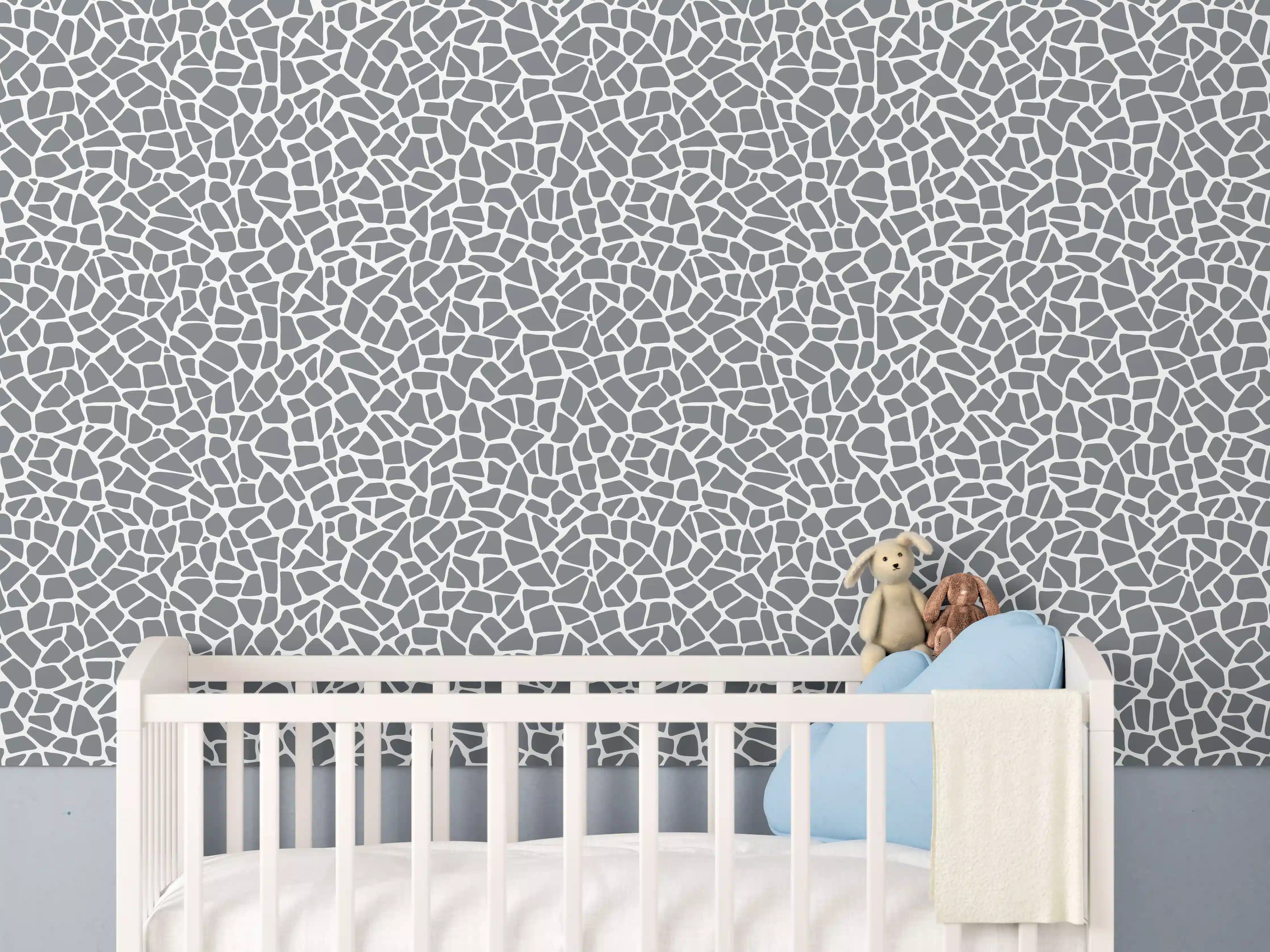 Babyzimmer Wandgestaltung - Weiße Marmorstruktur mit grauen Akzenten