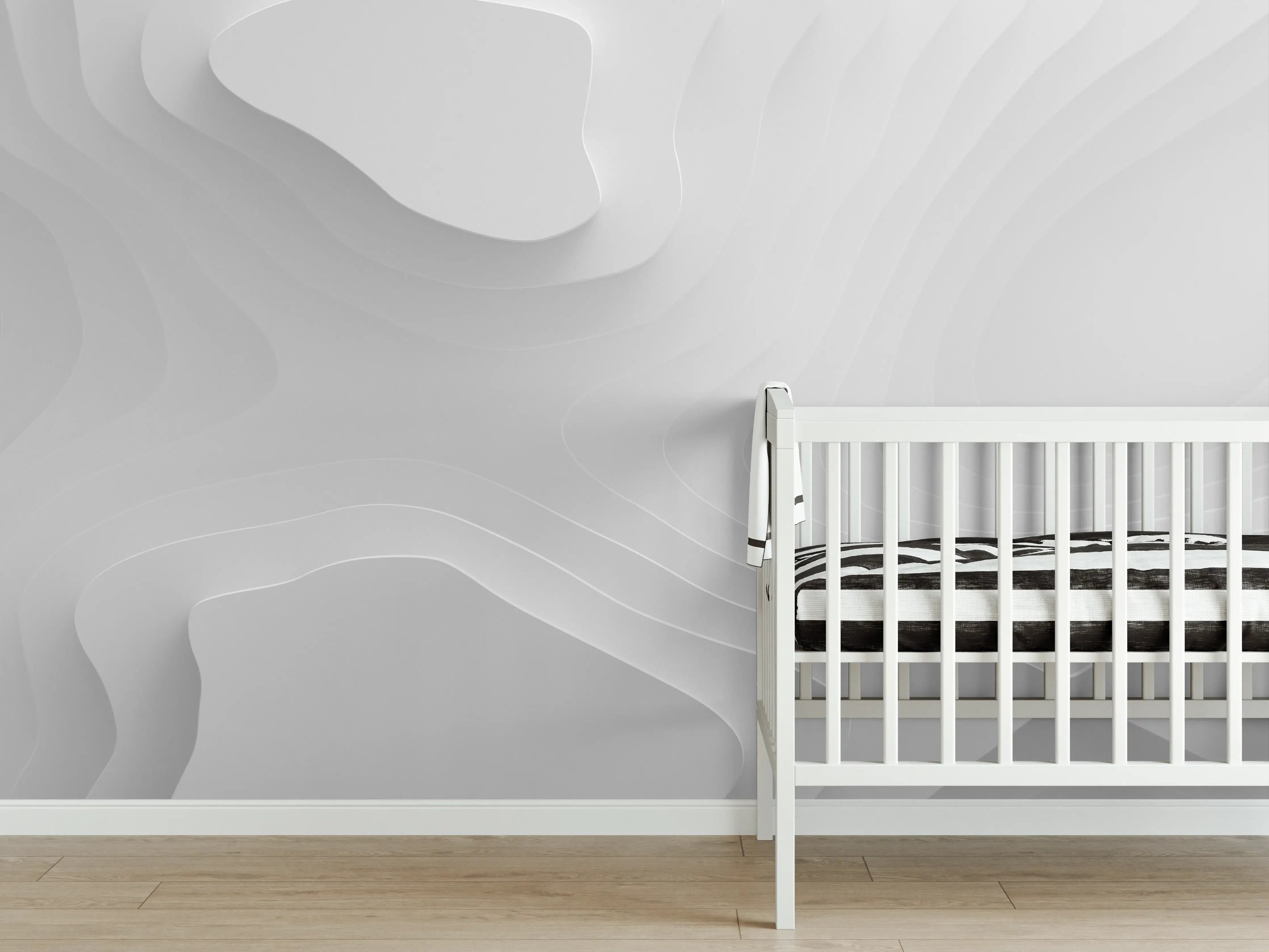 Babyzimmer Wandgestaltung - Weiße Marmortextur mit feinen Grauverläufen