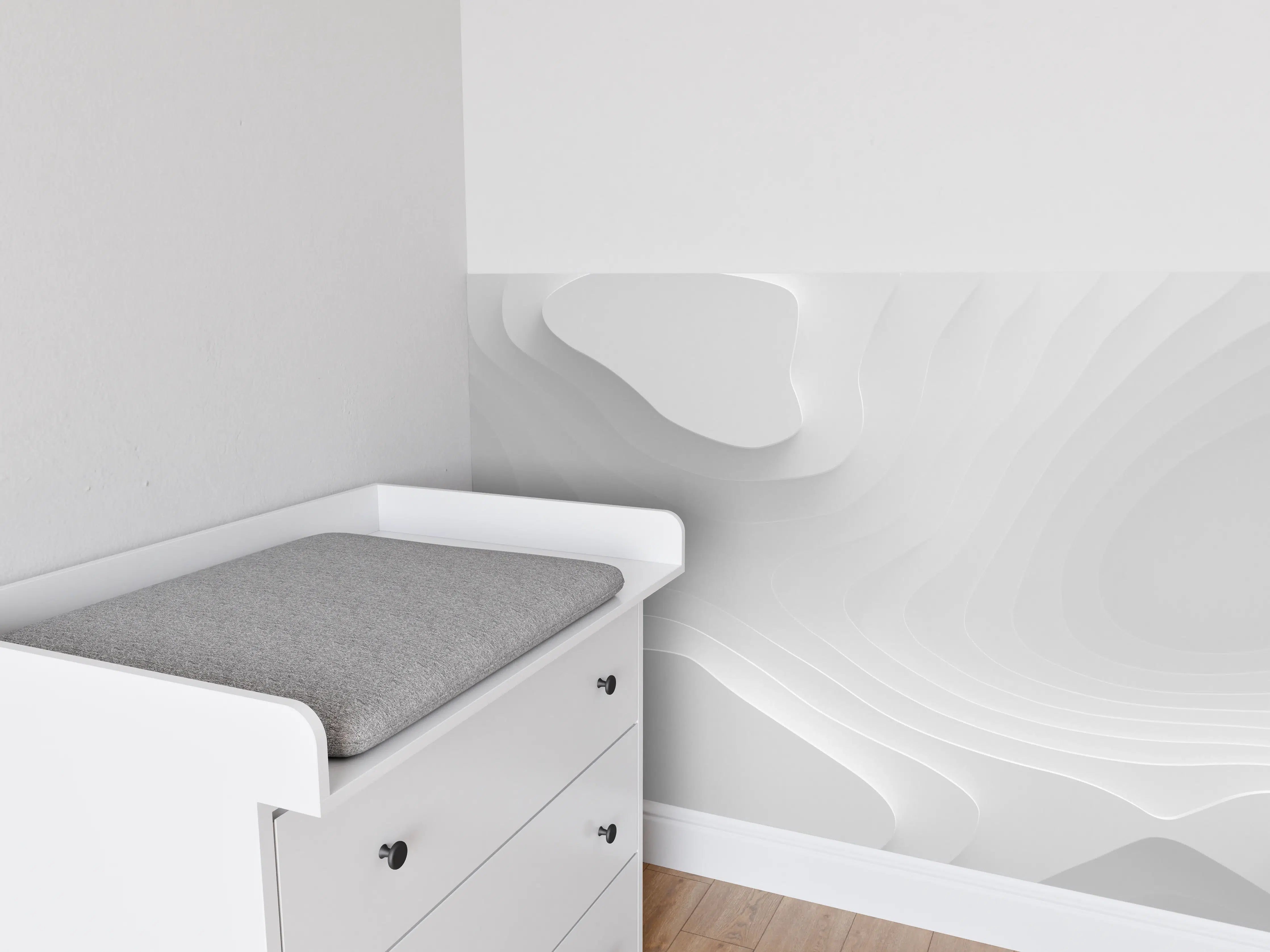Babyzimmer Wandgestaltung - Weiße Marmortextur mit feinen Grauverläufen