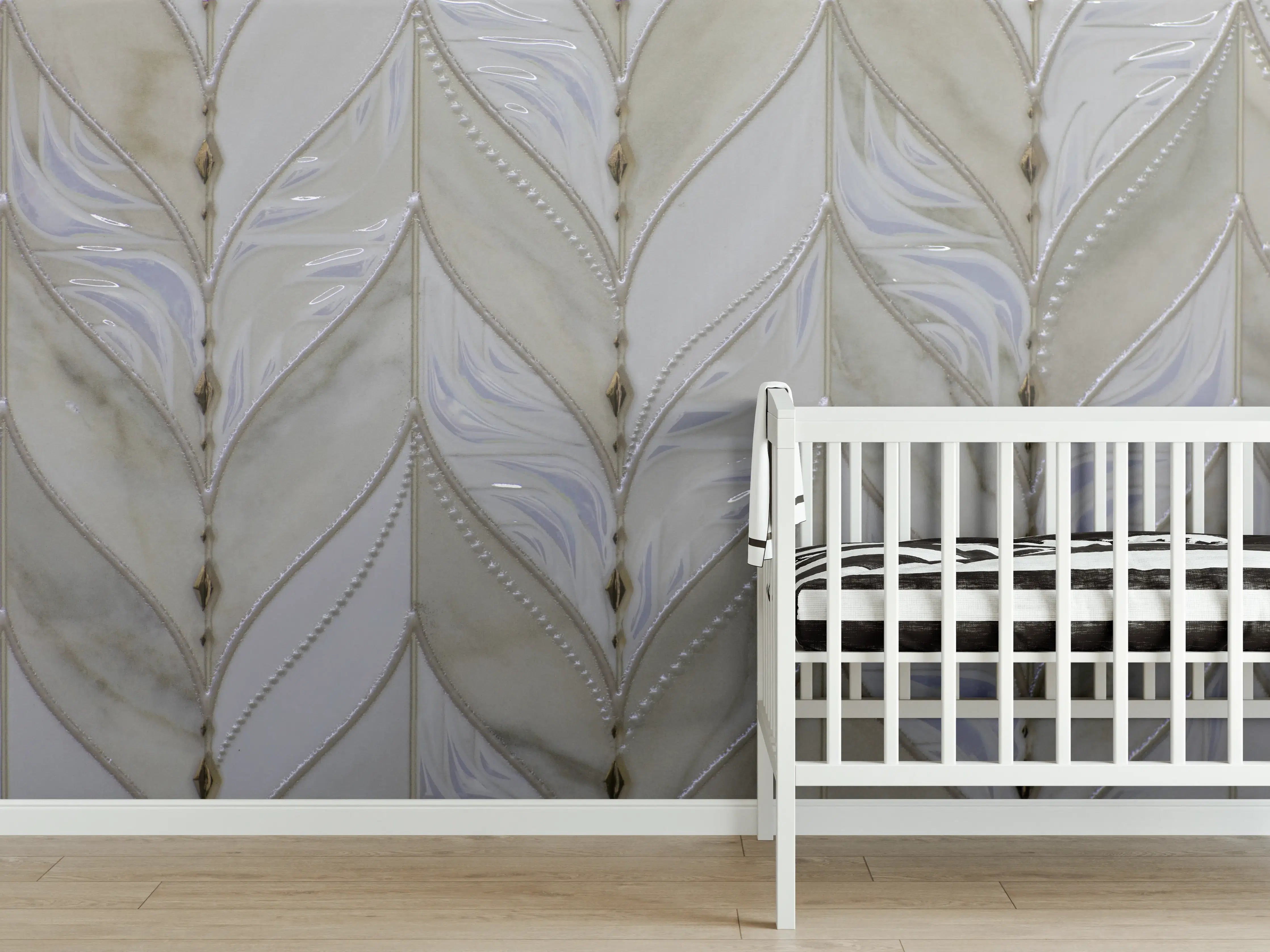 Babyzimmer Wandgestaltung - Weiße Muschelschale mit goldenen Akzenten