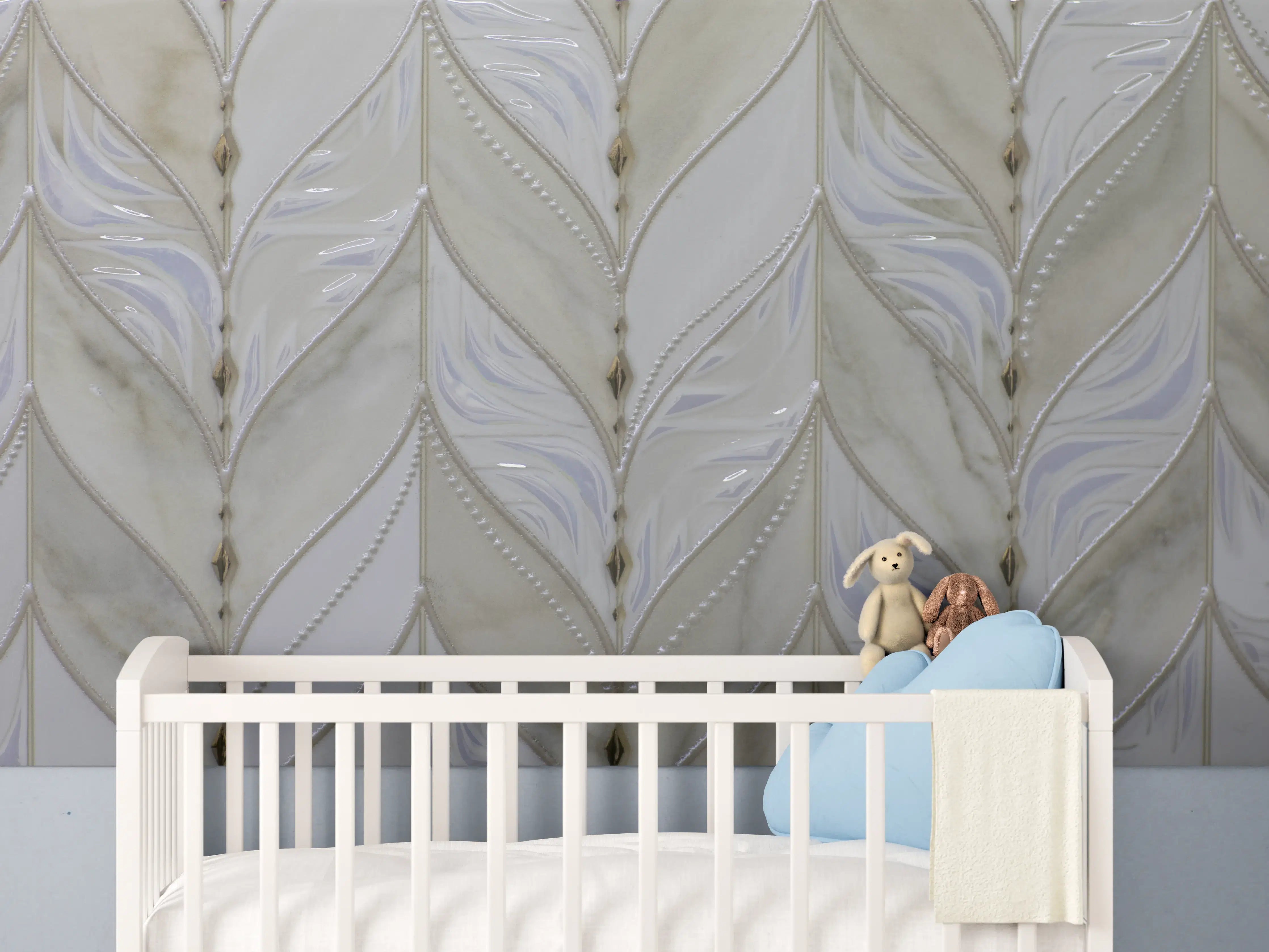 Babyzimmer Wandgestaltung - Weiße Muschelschale mit goldenen Akzenten