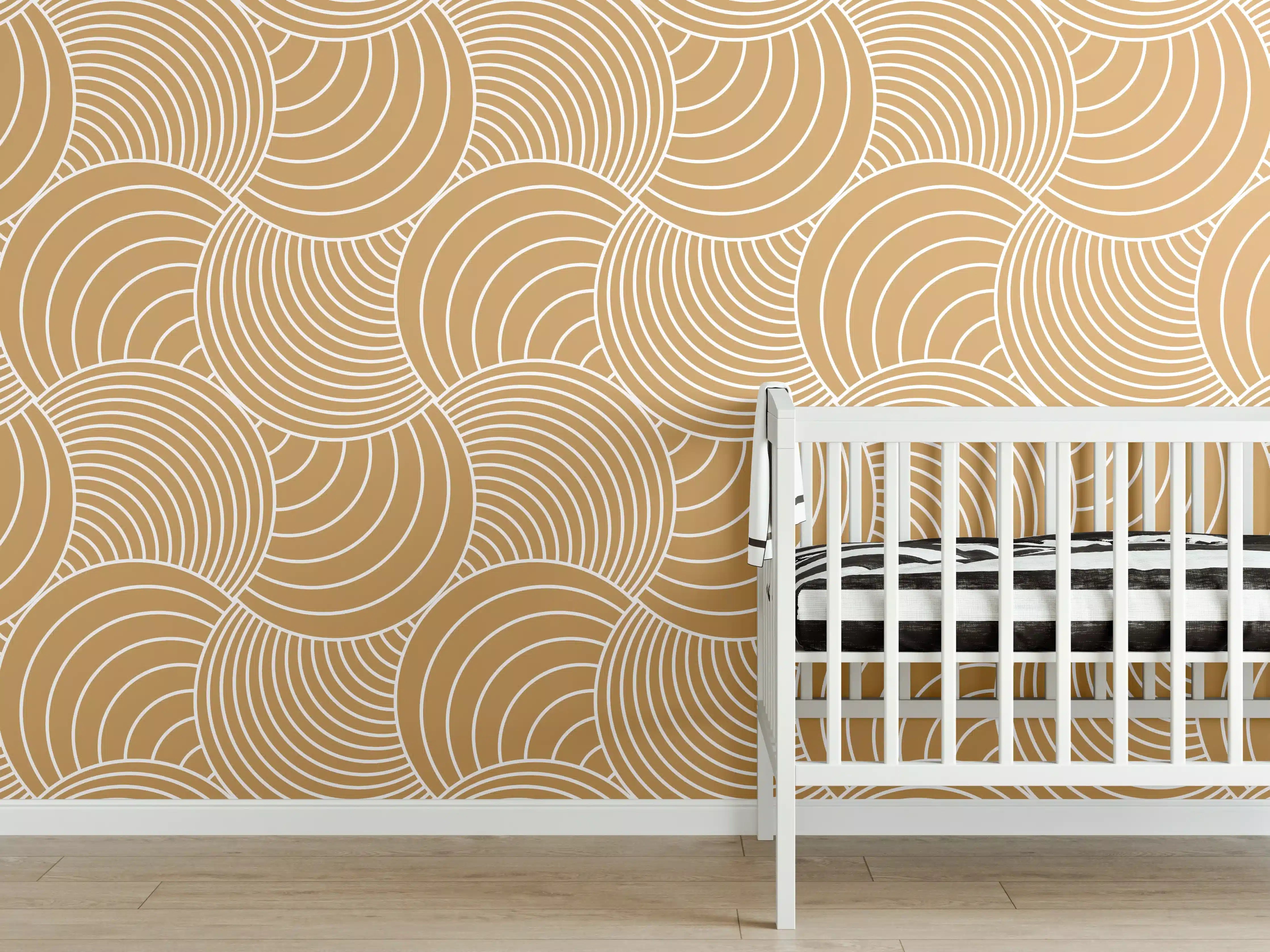 Babyzimmer Wandgestaltung - Weiße Musterwand mit sanften Linien