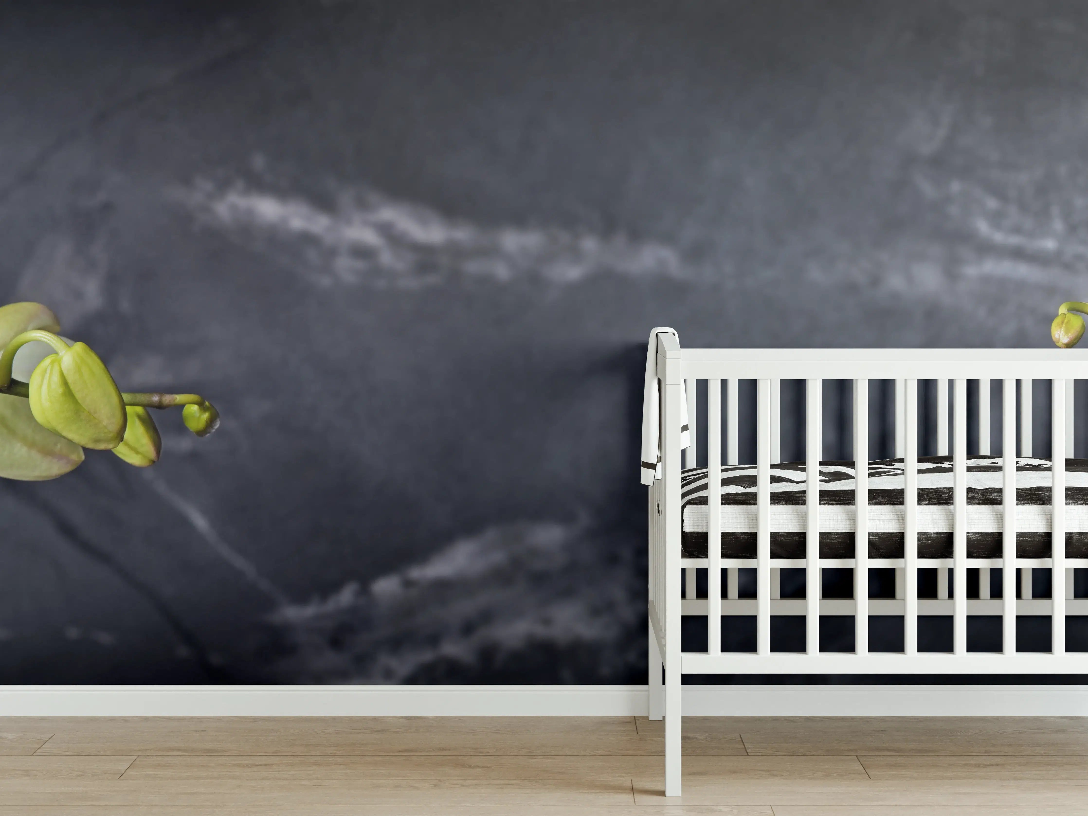 Babyzimmer Wandgestaltung - Weiße Orchideen auf Marmor