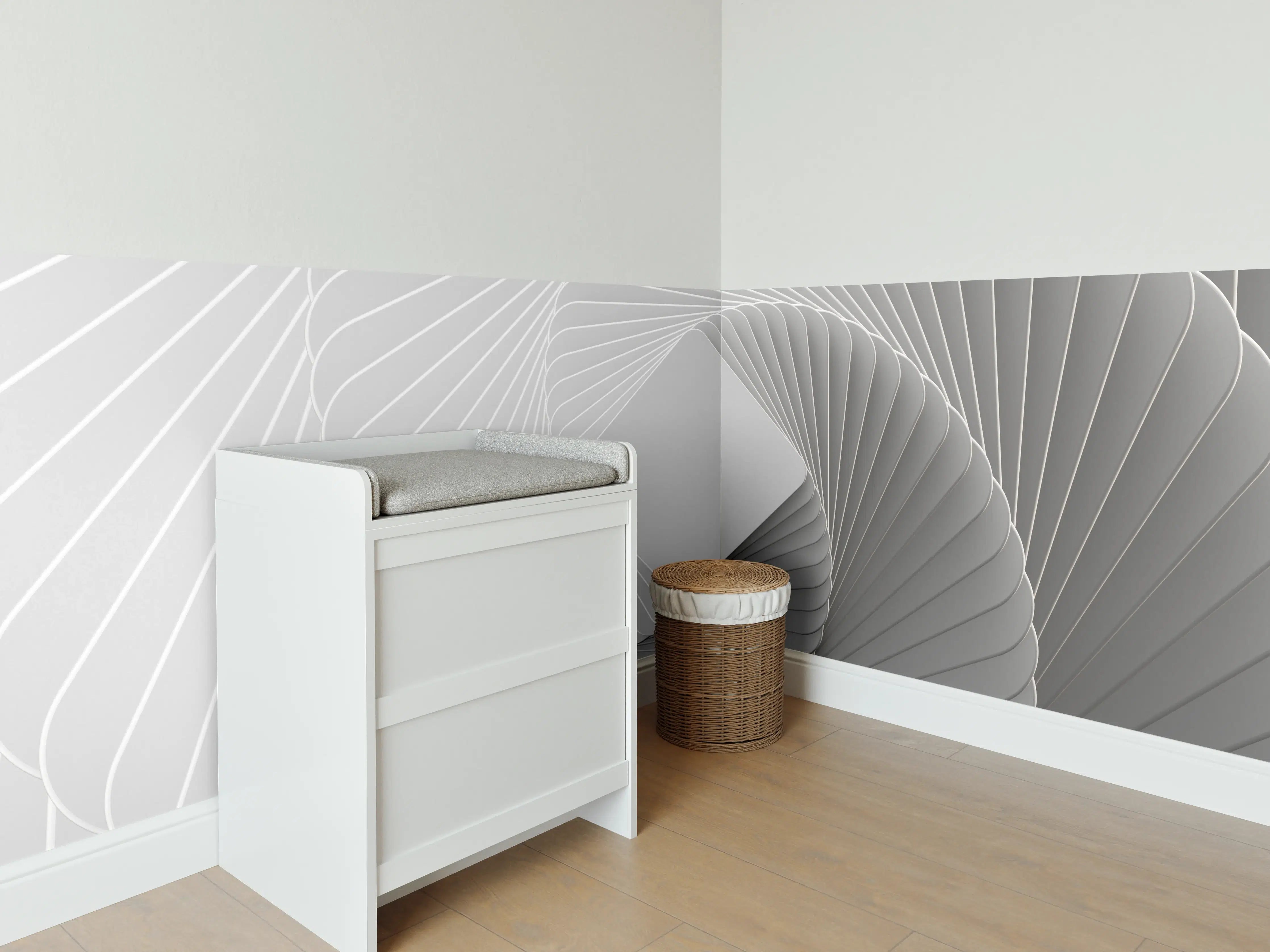 Babyzimmer Wandgestaltung - Weiße Quadrate - Illusion  