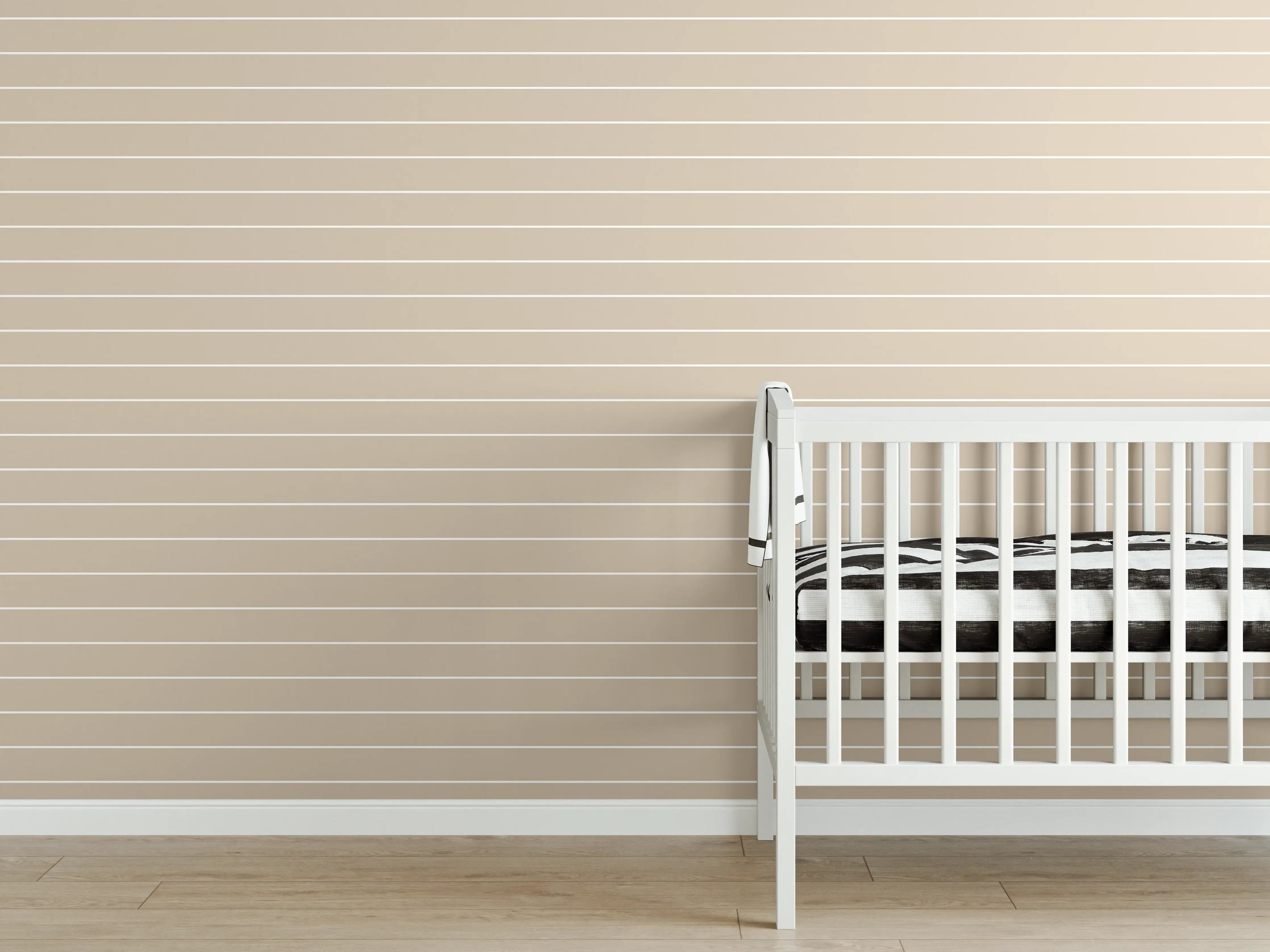 Babyzimmer Wandgestaltung - Weiße Streifen-Muster für eleganten Look