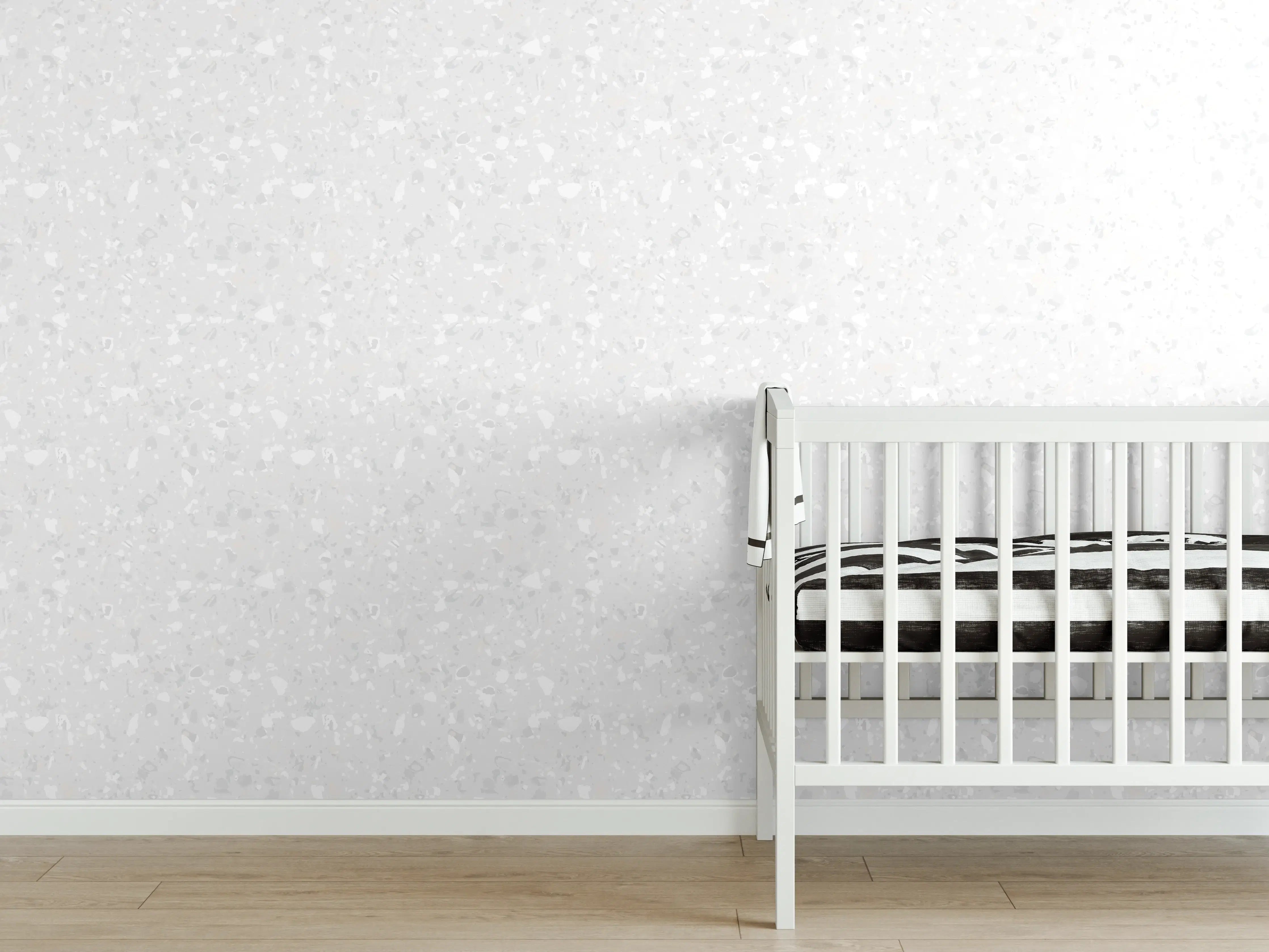 Babyzimmer Wandgestaltung - Weiße Strukturen mit Grautönen