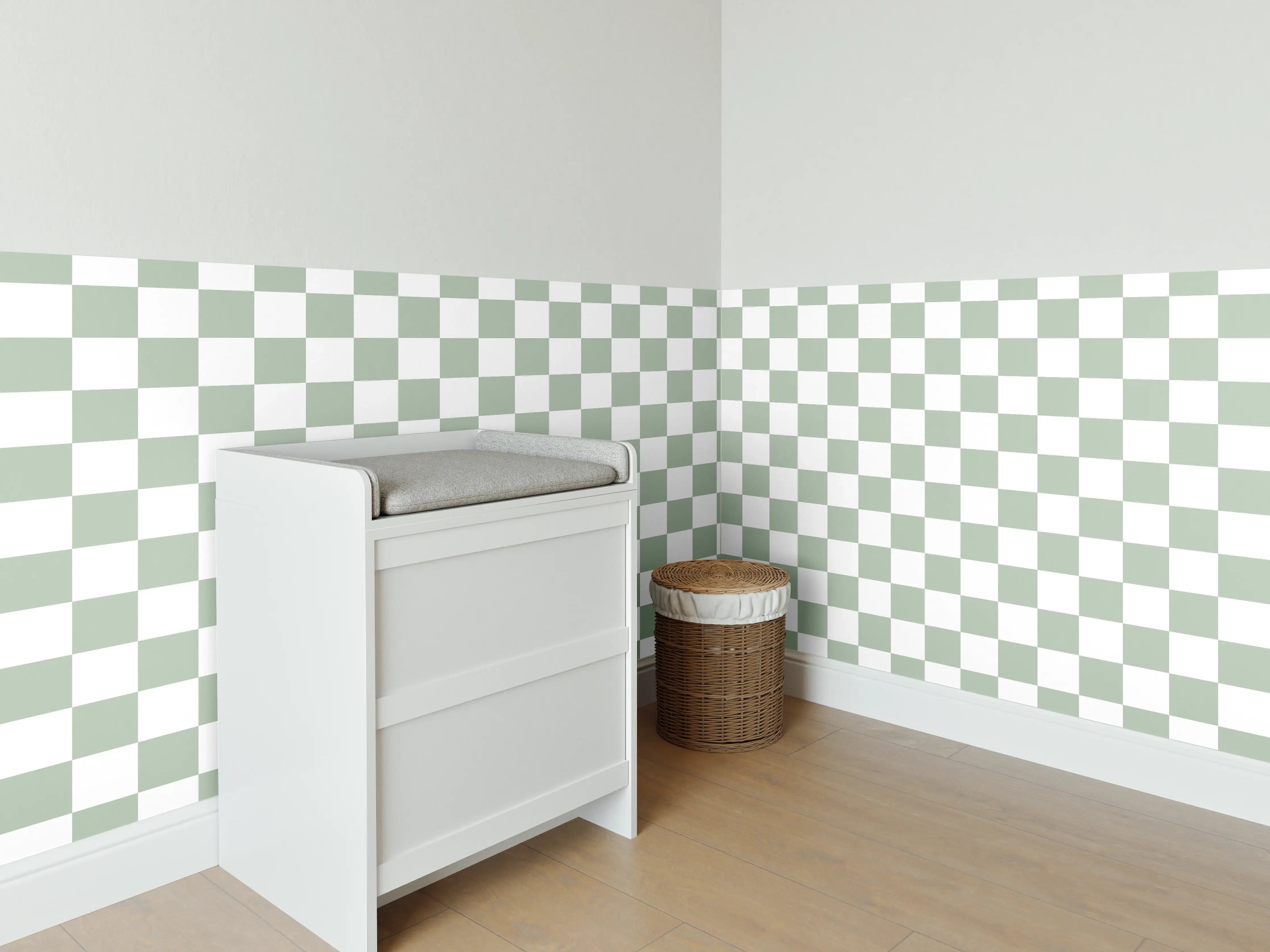 Babyzimmer Wandgestaltung - Weiße Wand mit zartem Grauen und strukturierter Oberfläche