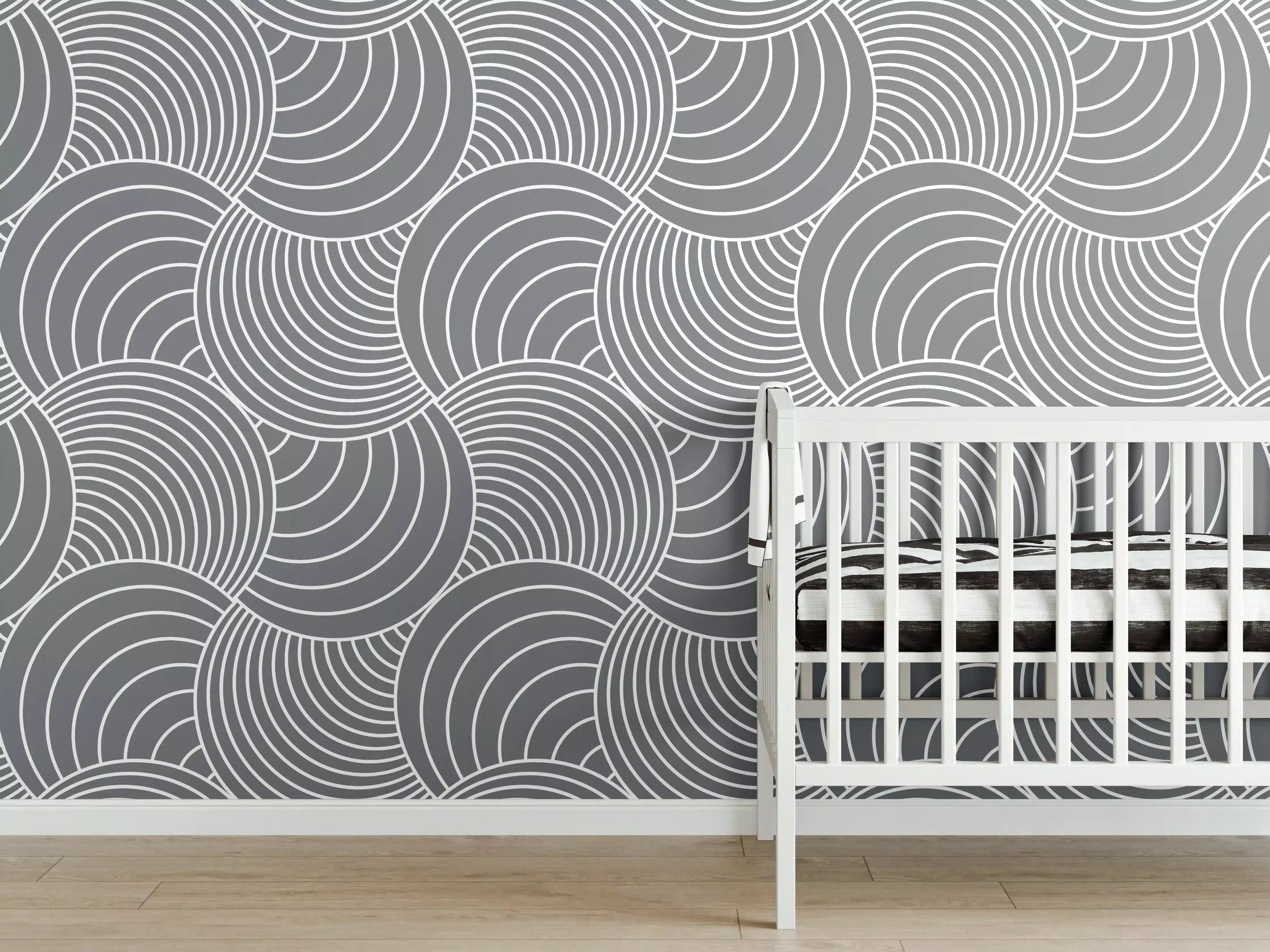 Babyzimmer Wandgestaltung - Weiße Wellen-Grafik in der Küche