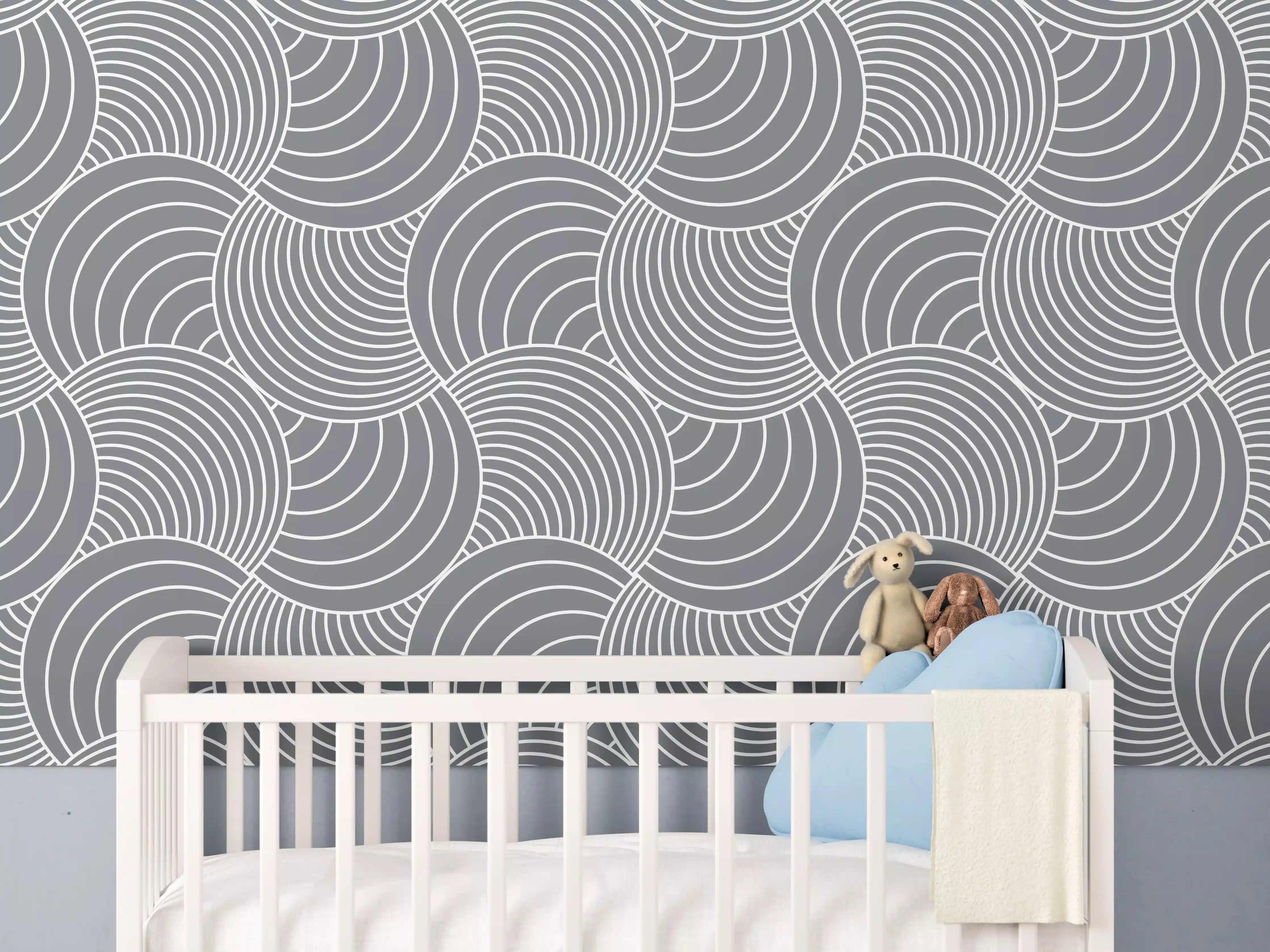 Babyzimmer Wandgestaltung - Weiße Wellen-Grafik in der Küche