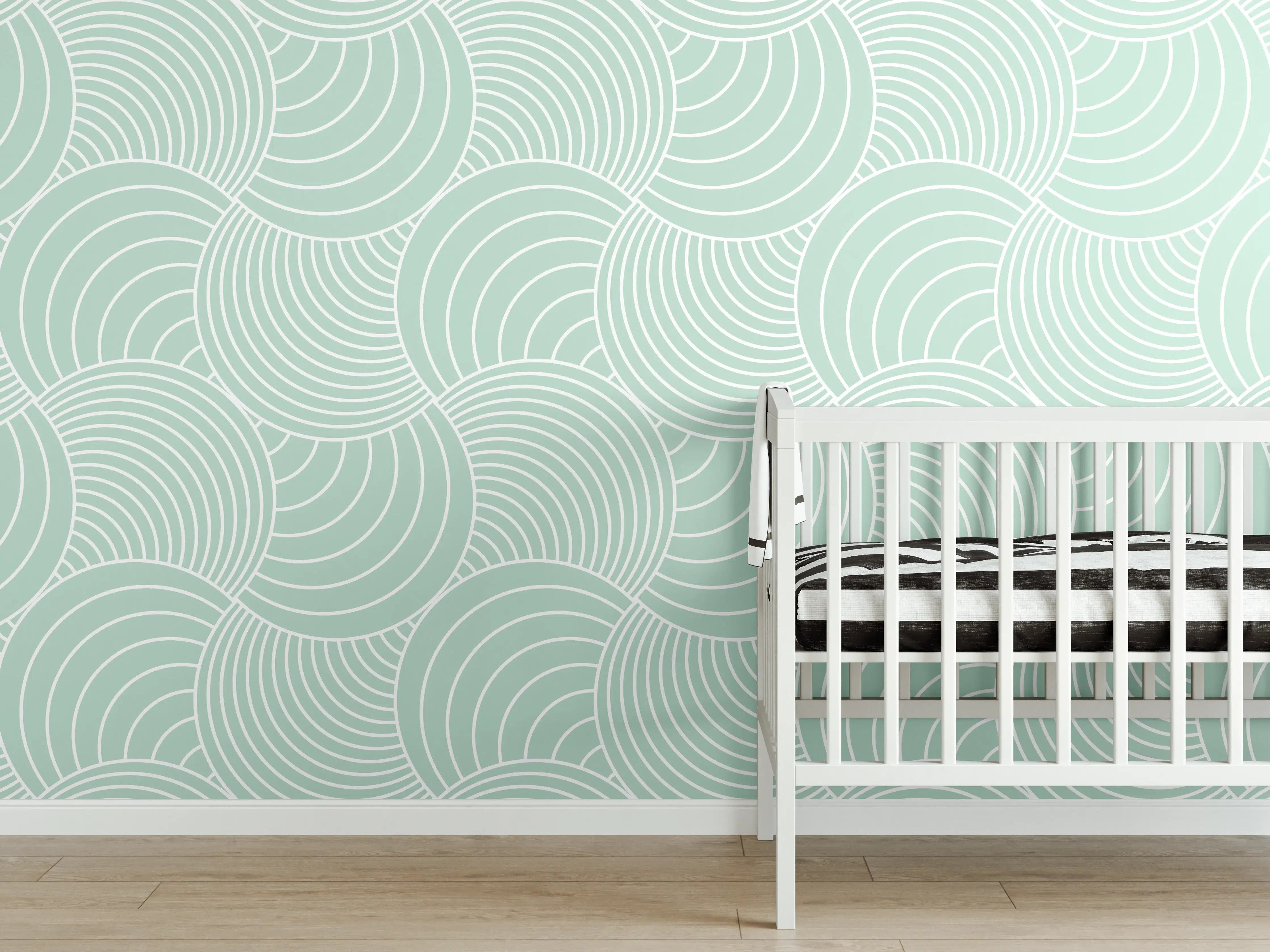 Babyzimmer Wandgestaltung - Weiße Wellen-Muster