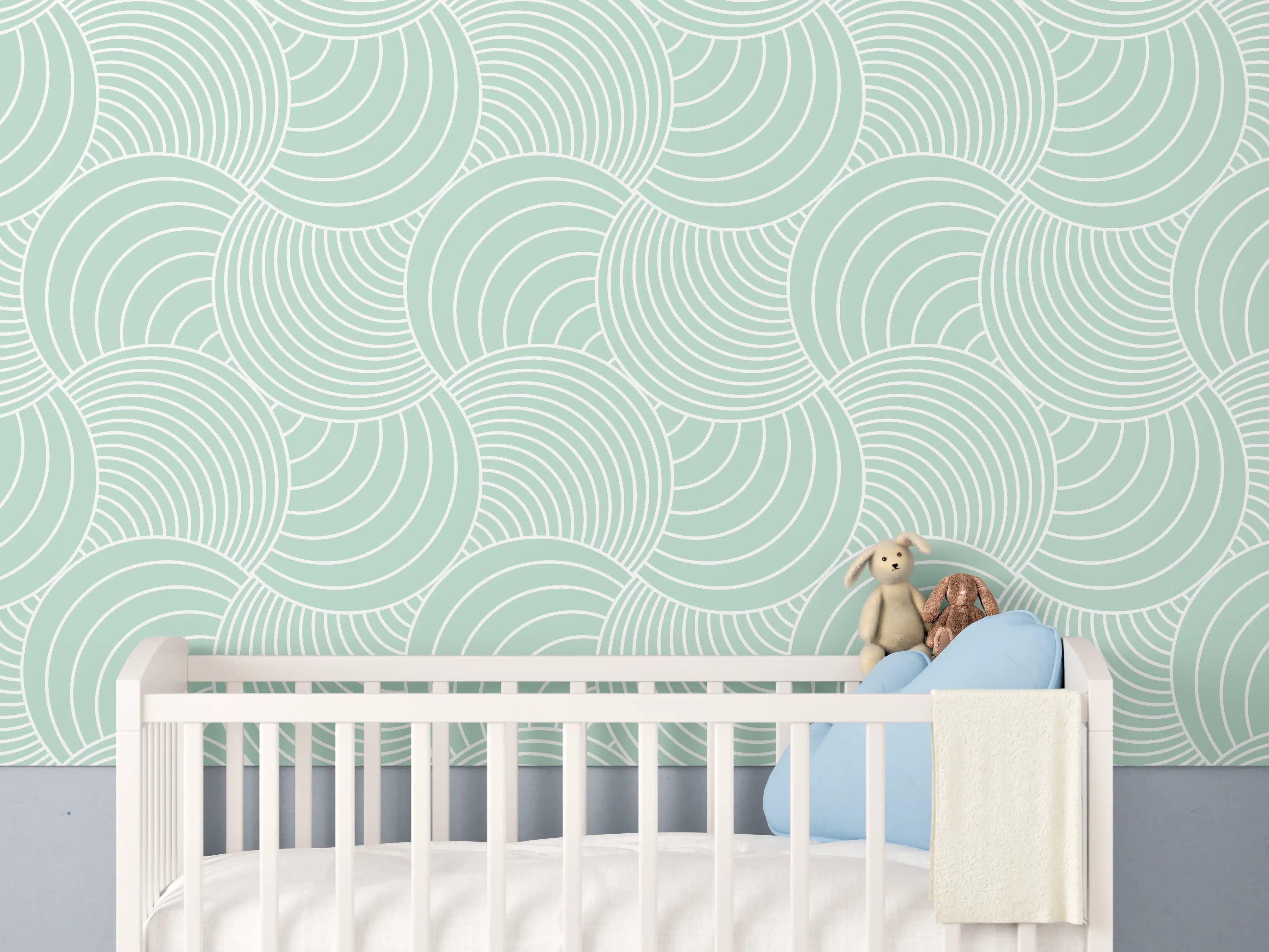 Babyzimmer Wandgestaltung - Weiße Wellen-Muster