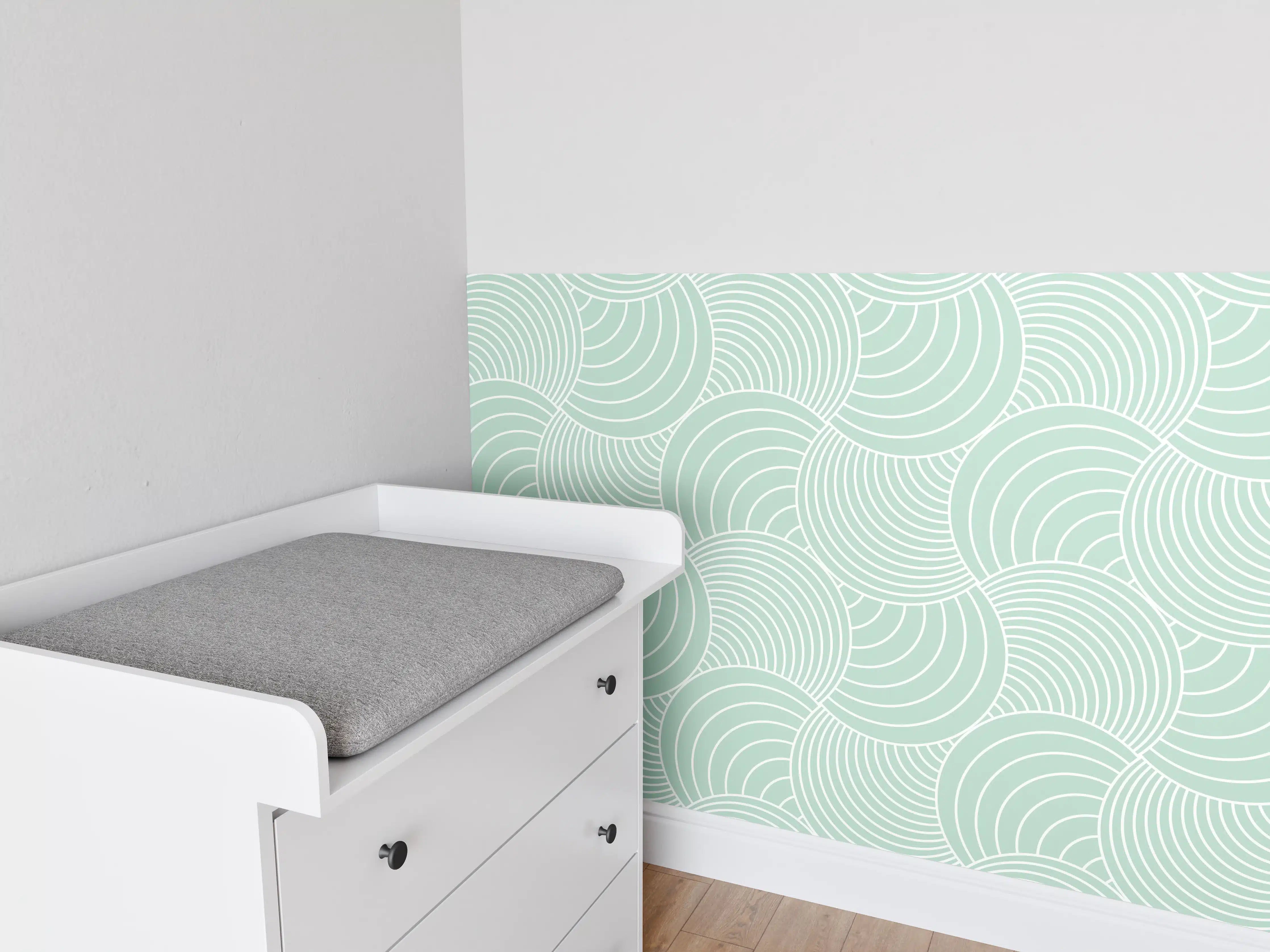 Babyzimmer Wandgestaltung - Weiße Wellen-Muster