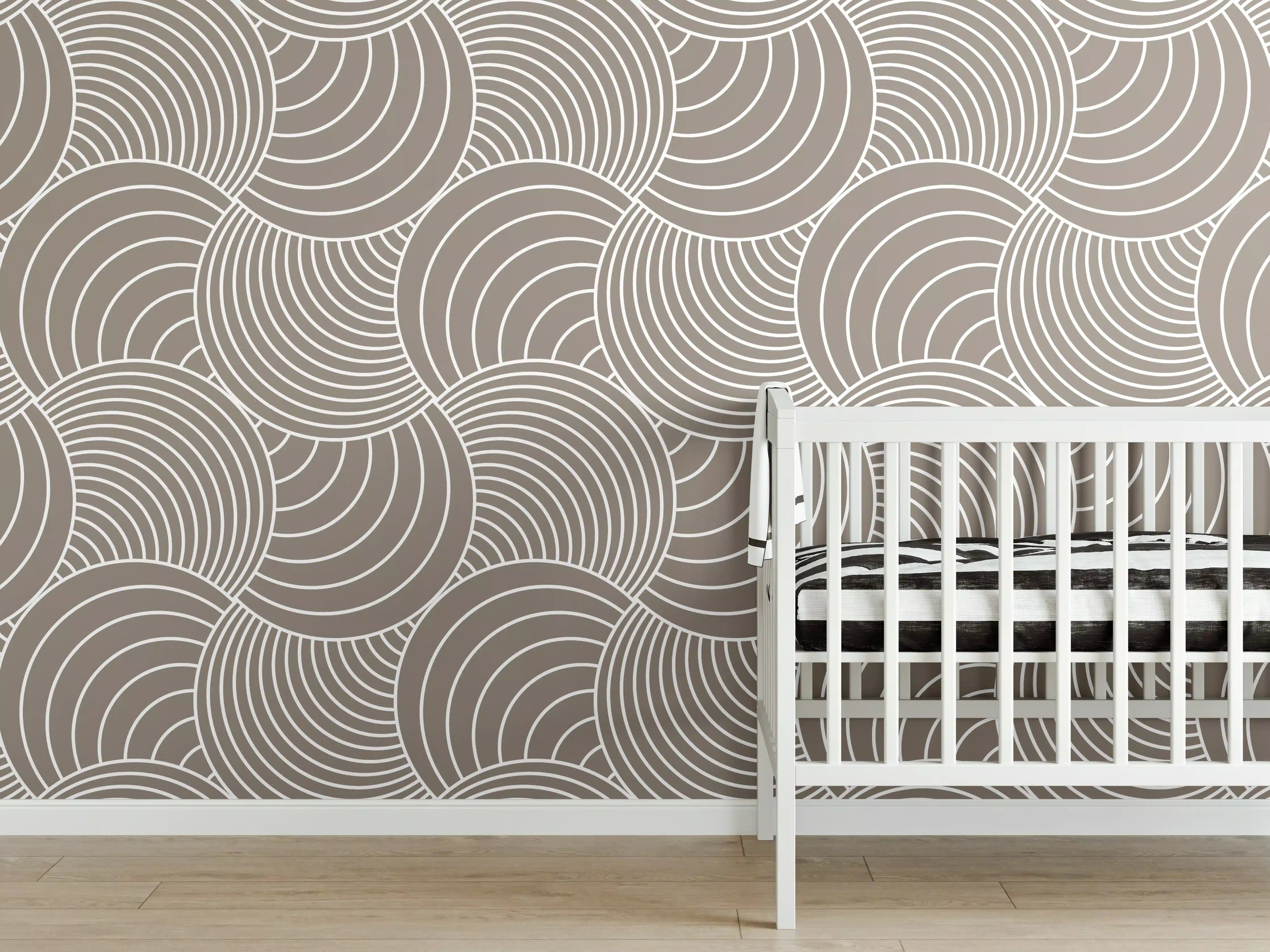 Babyzimmer Wandgestaltung - Weiße Wellenmuster Wandgestaltung