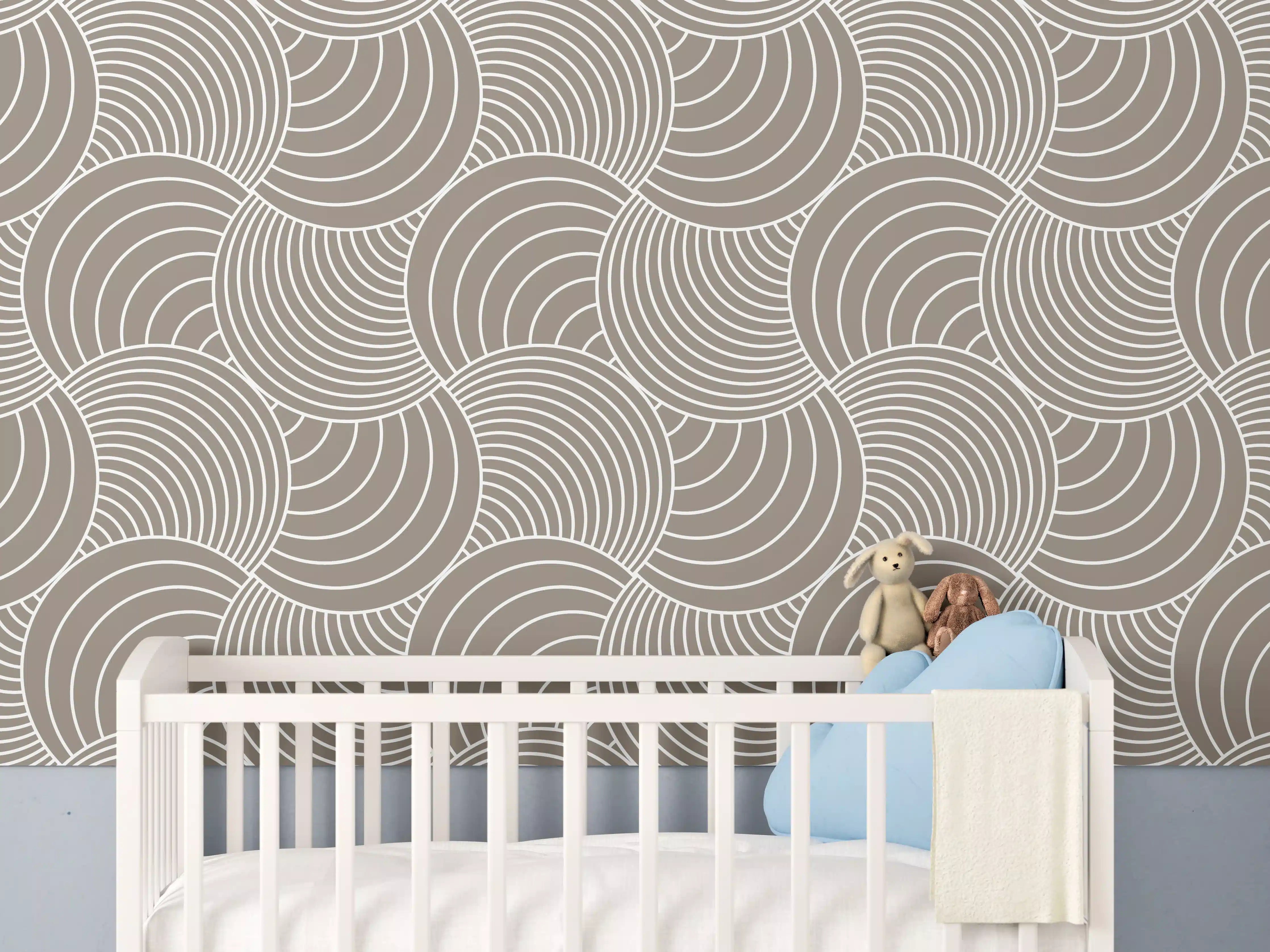 Babyzimmer Wandgestaltung - Weiße Wellenmuster Wandgestaltung