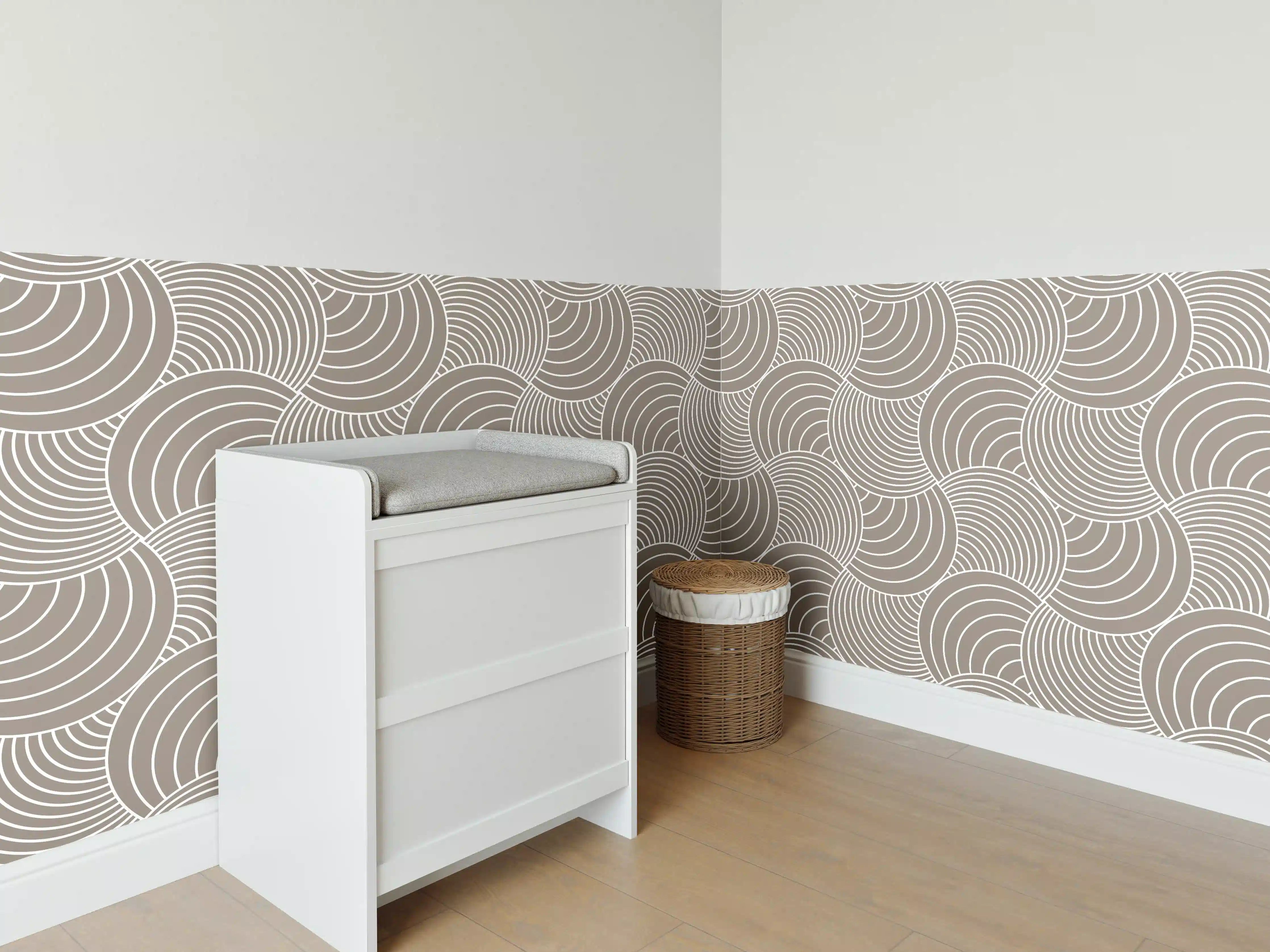 Babyzimmer Wandgestaltung - Weiße Wellenmuster Wandgestaltung