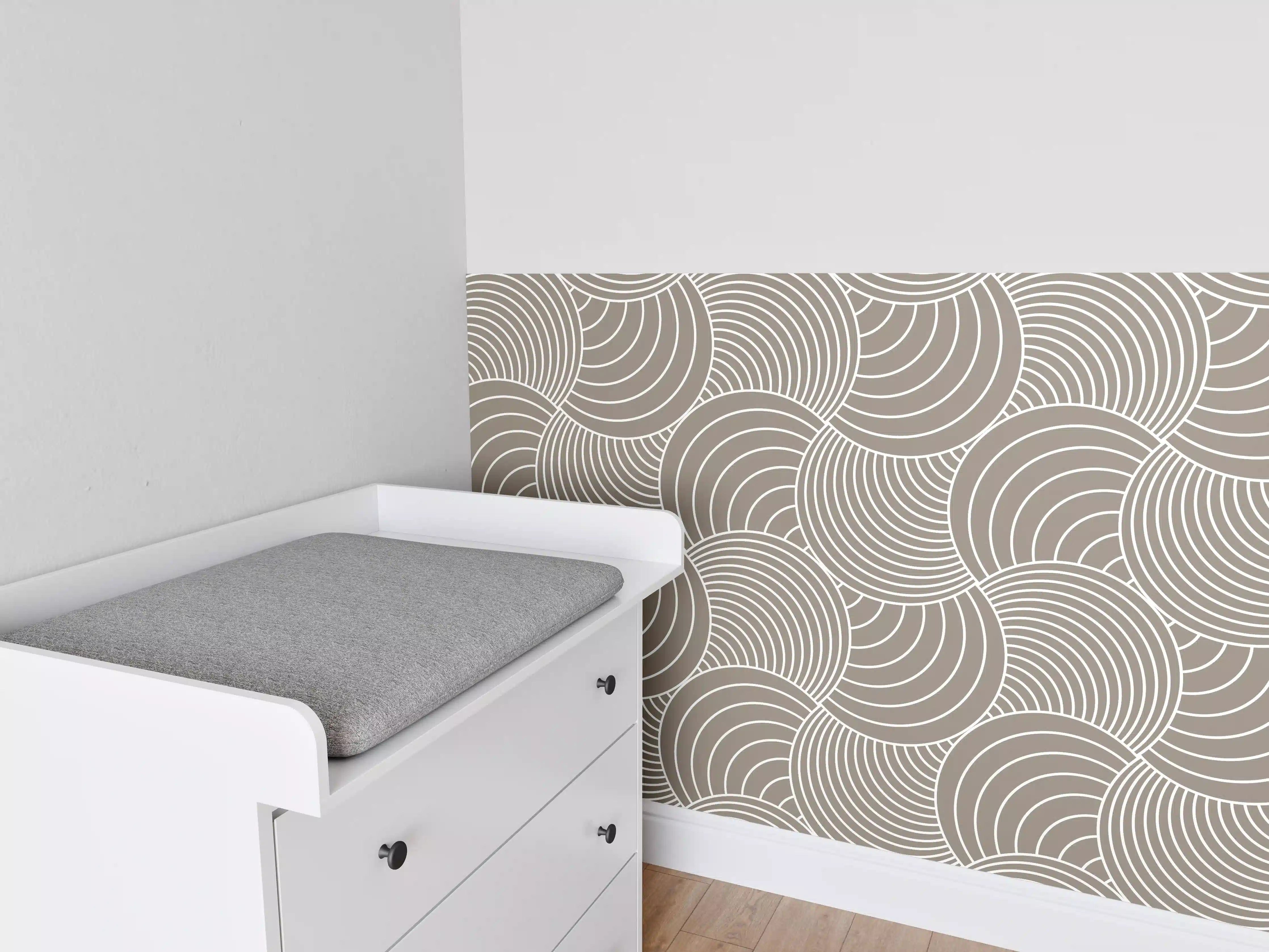 Babyzimmer Wandgestaltung - Weiße Wellenmuster Wandgestaltung