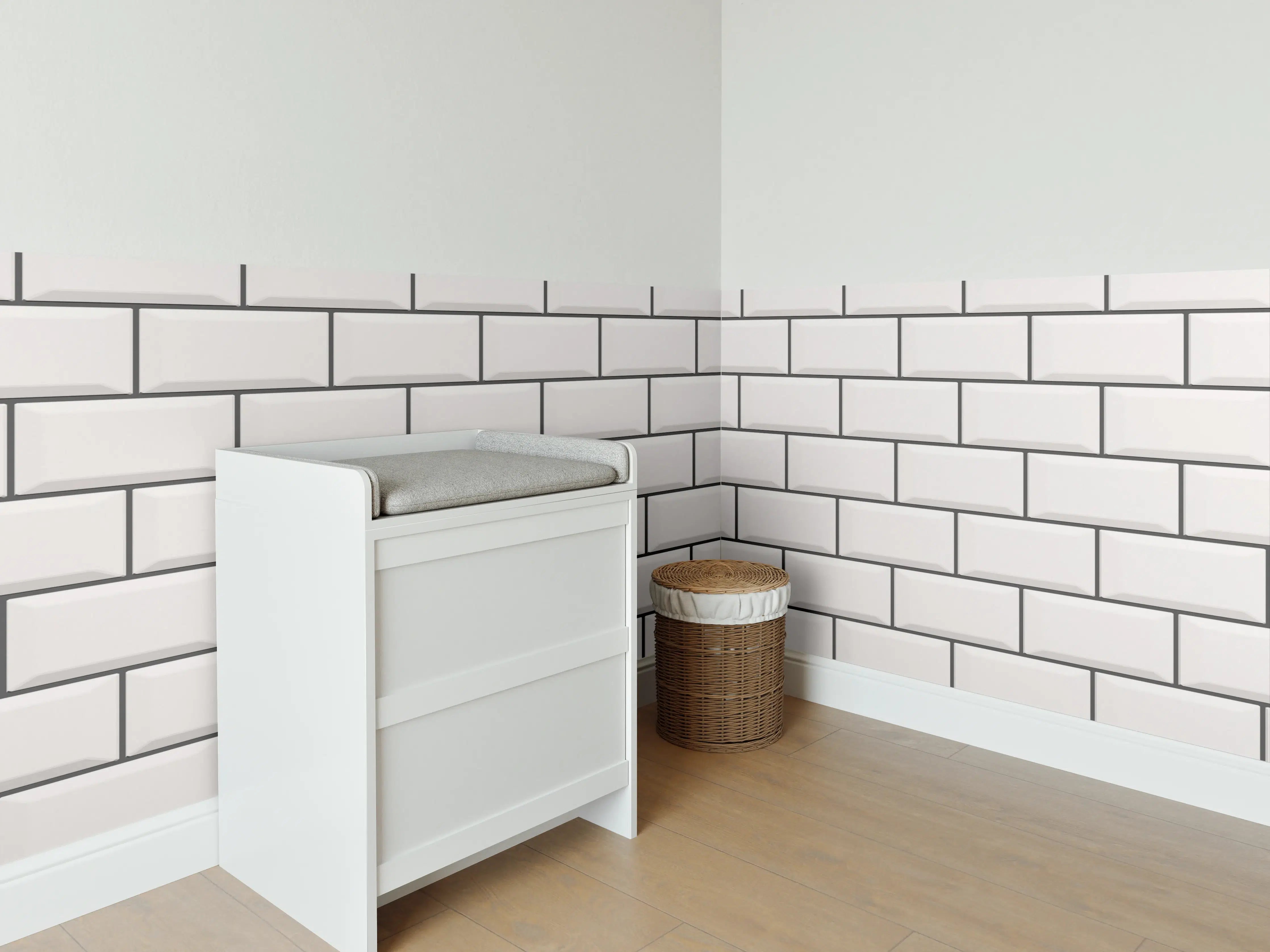 Babyzimmer Wandgestaltung - Weiße Ziegel Wandtextur