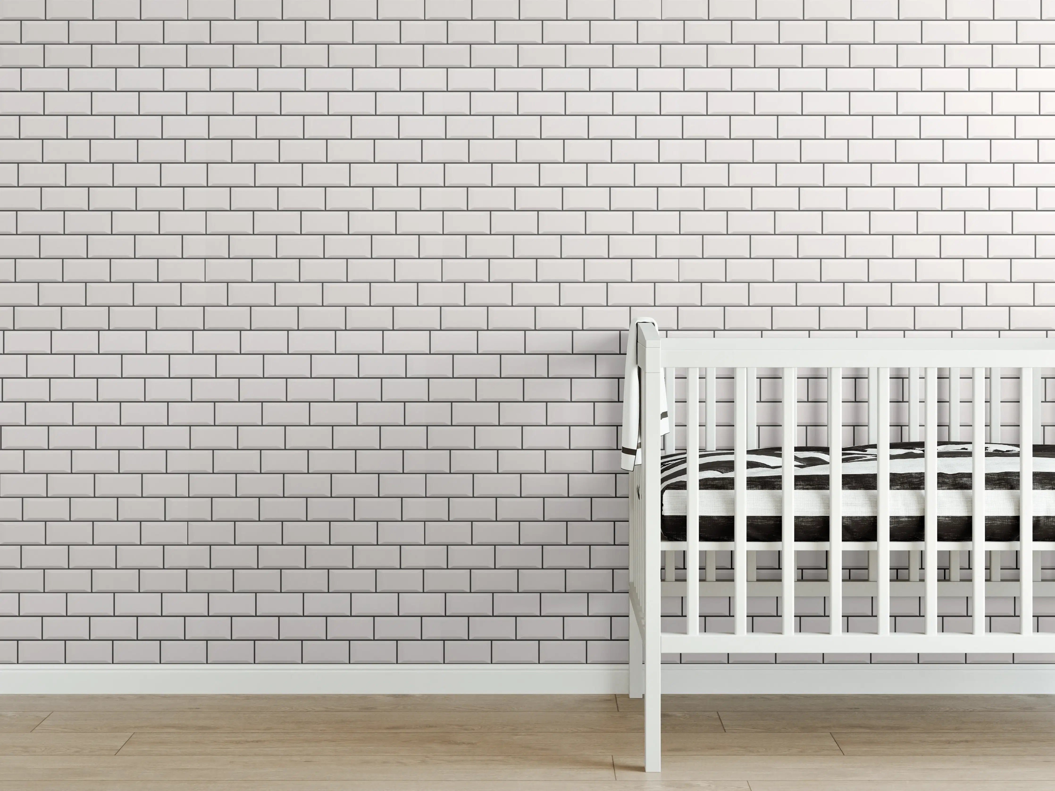 Babyzimmer Wandgestaltung - Weiße Ziegelmauer mit feiner Struktur