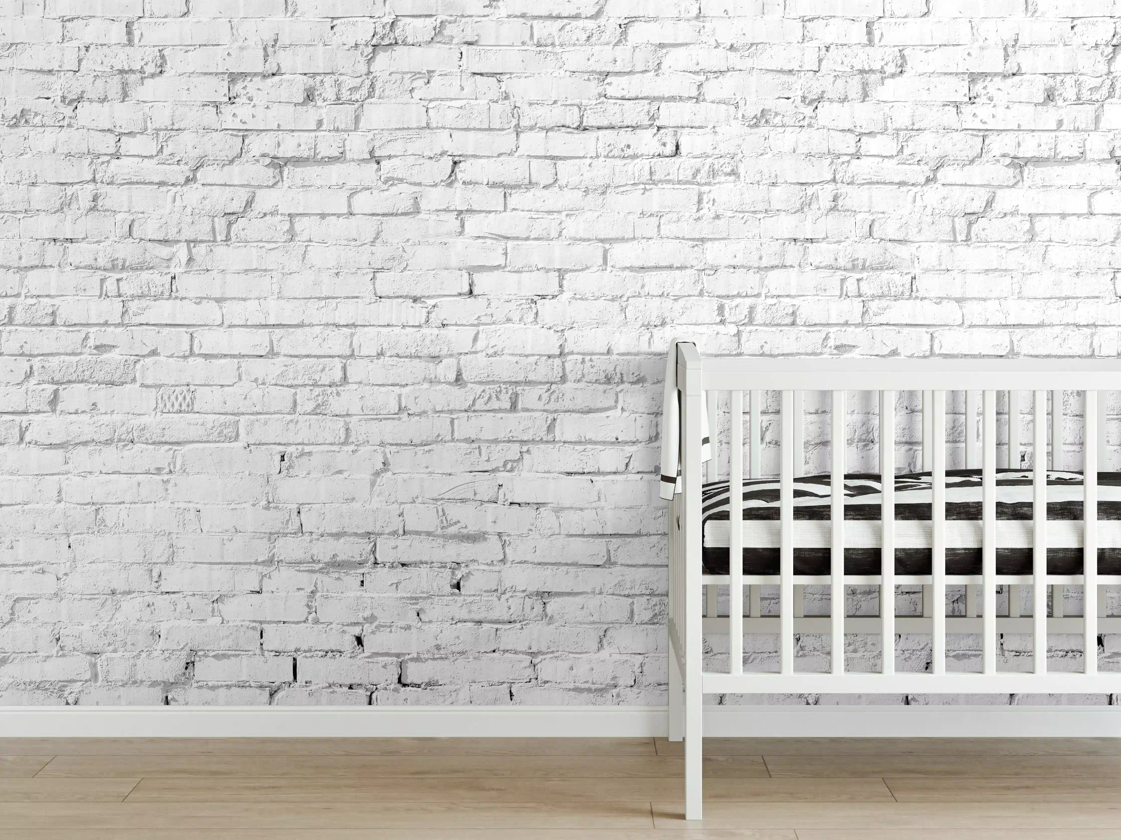 Babyzimmer Wandgestaltung - Weiße Ziegelwand - Steinmauer