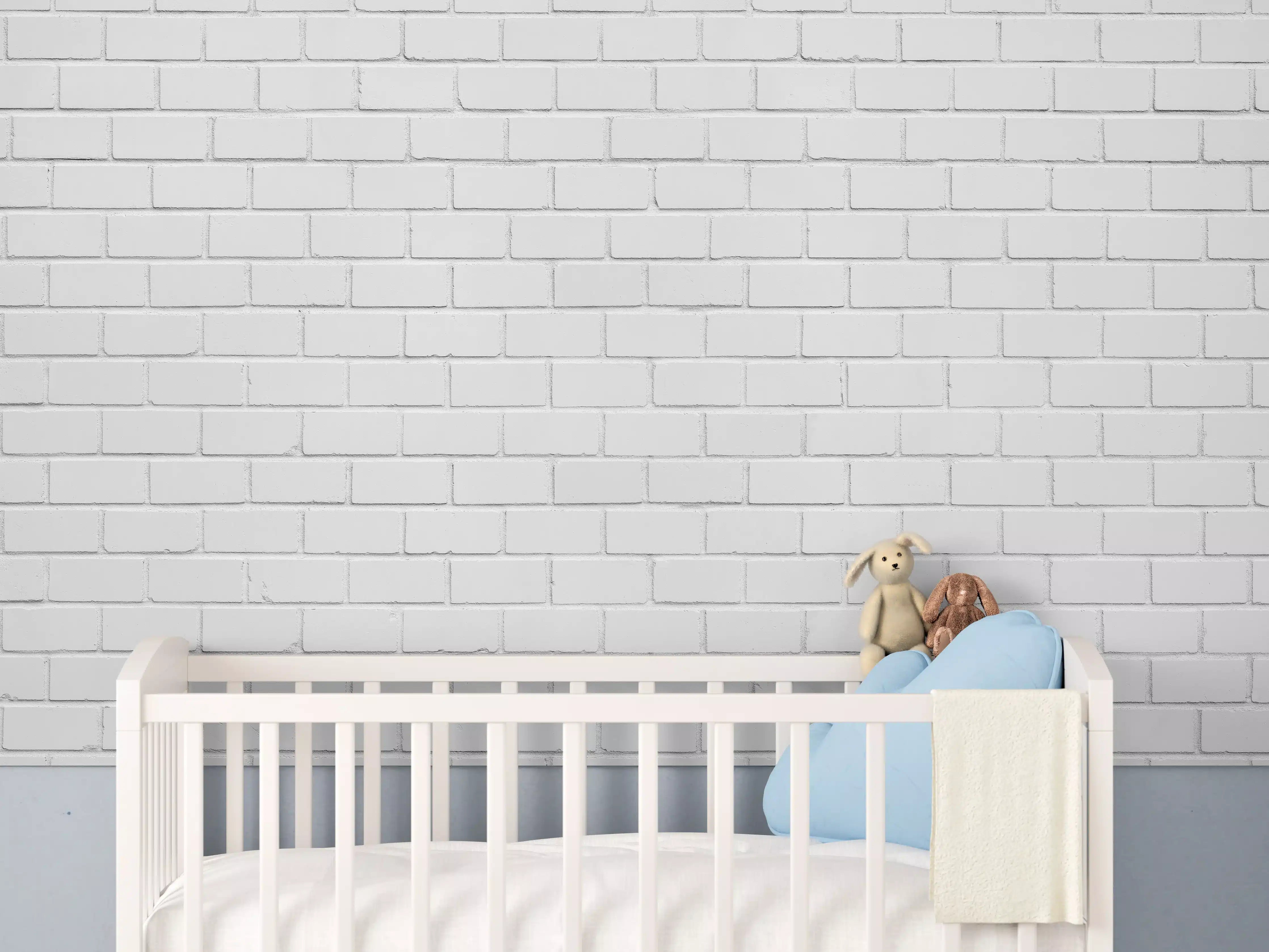 Babyzimmer Wandgestaltung - Weiße Ziegelwand - Zement