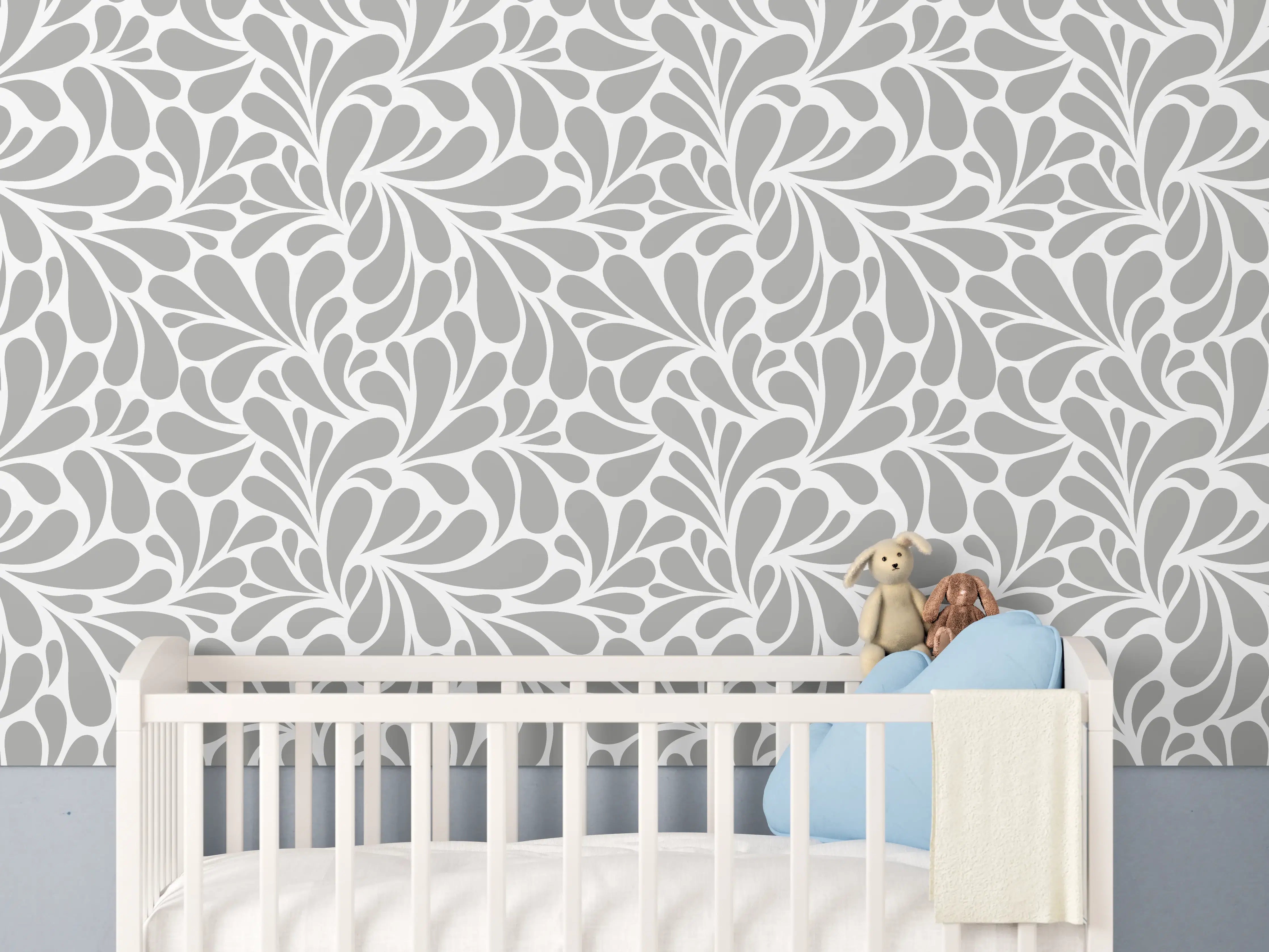 Babyzimmer Wandgestaltung - Weiße & Graue Musterfliese