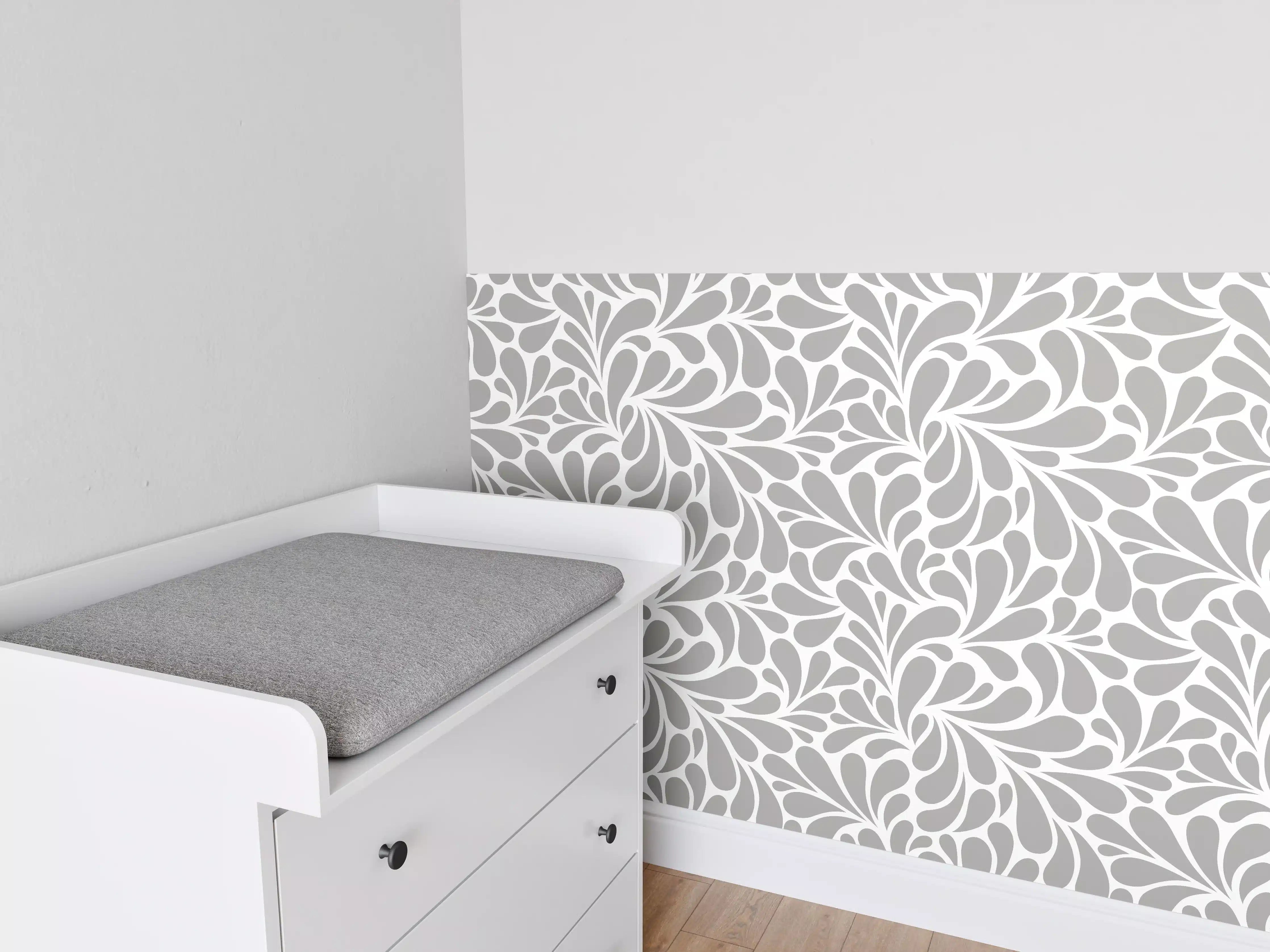 Babyzimmer Wandgestaltung - Weiße & Graue Musterfliese