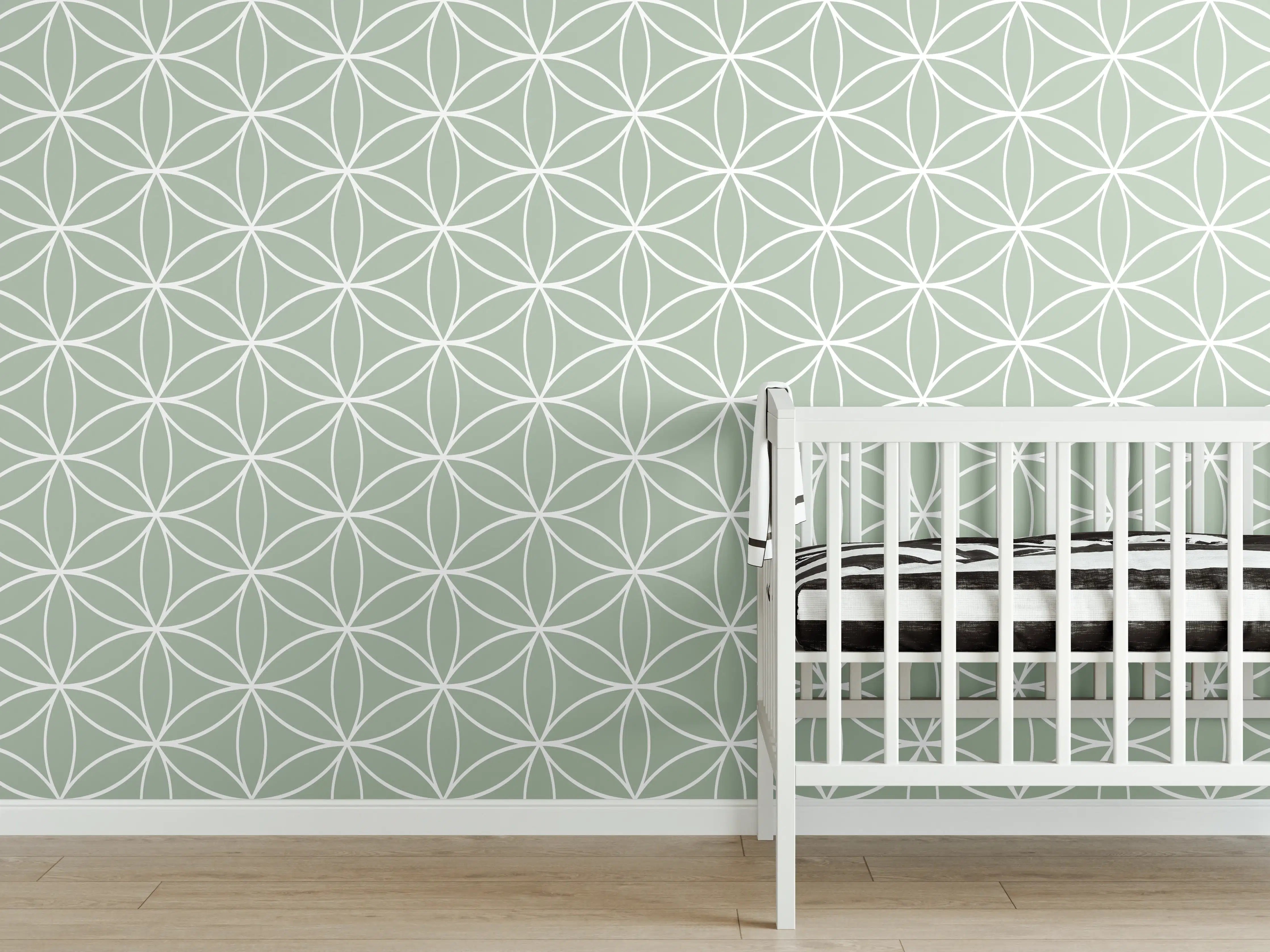 Babyzimmer Wandgestaltung - Weiße geometrische Fliesen