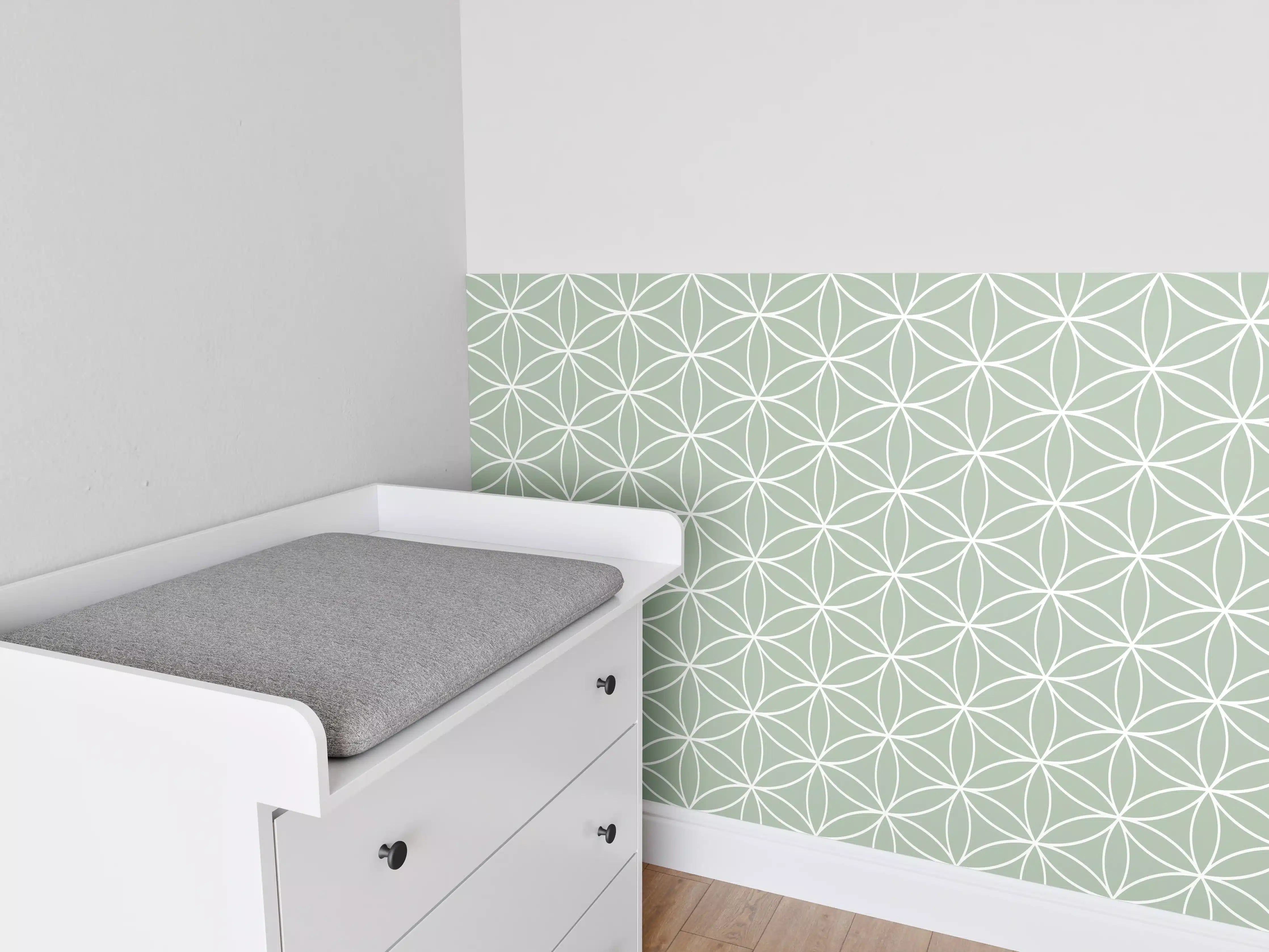Babyzimmer Wandgestaltung - Weiße geometrische Fliesen