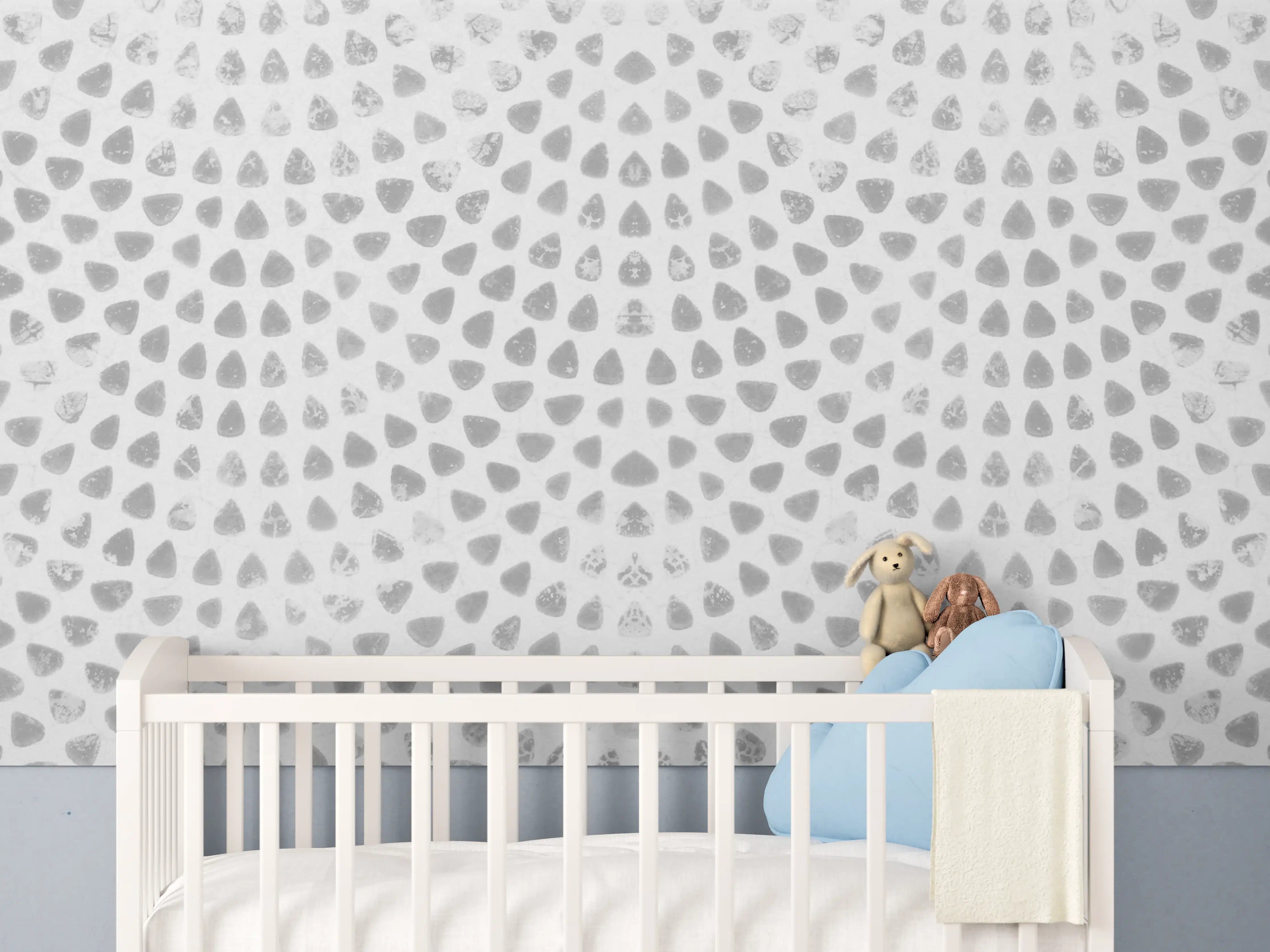 Babyzimmer Wandgestaltung - Weiße geometrisches Stempelmuster