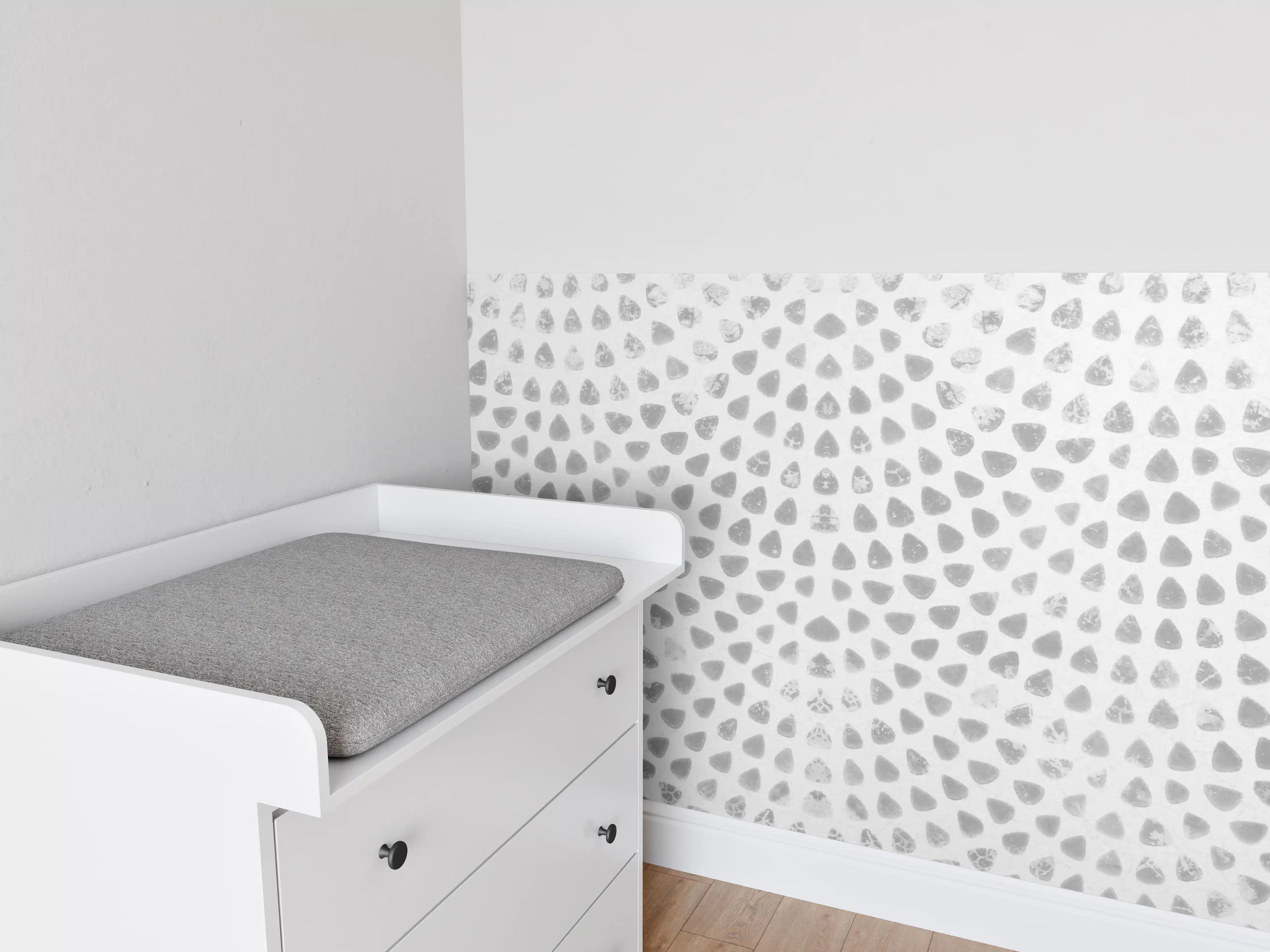 Babyzimmer Wandgestaltung - Weiße geometrisches Stempelmuster