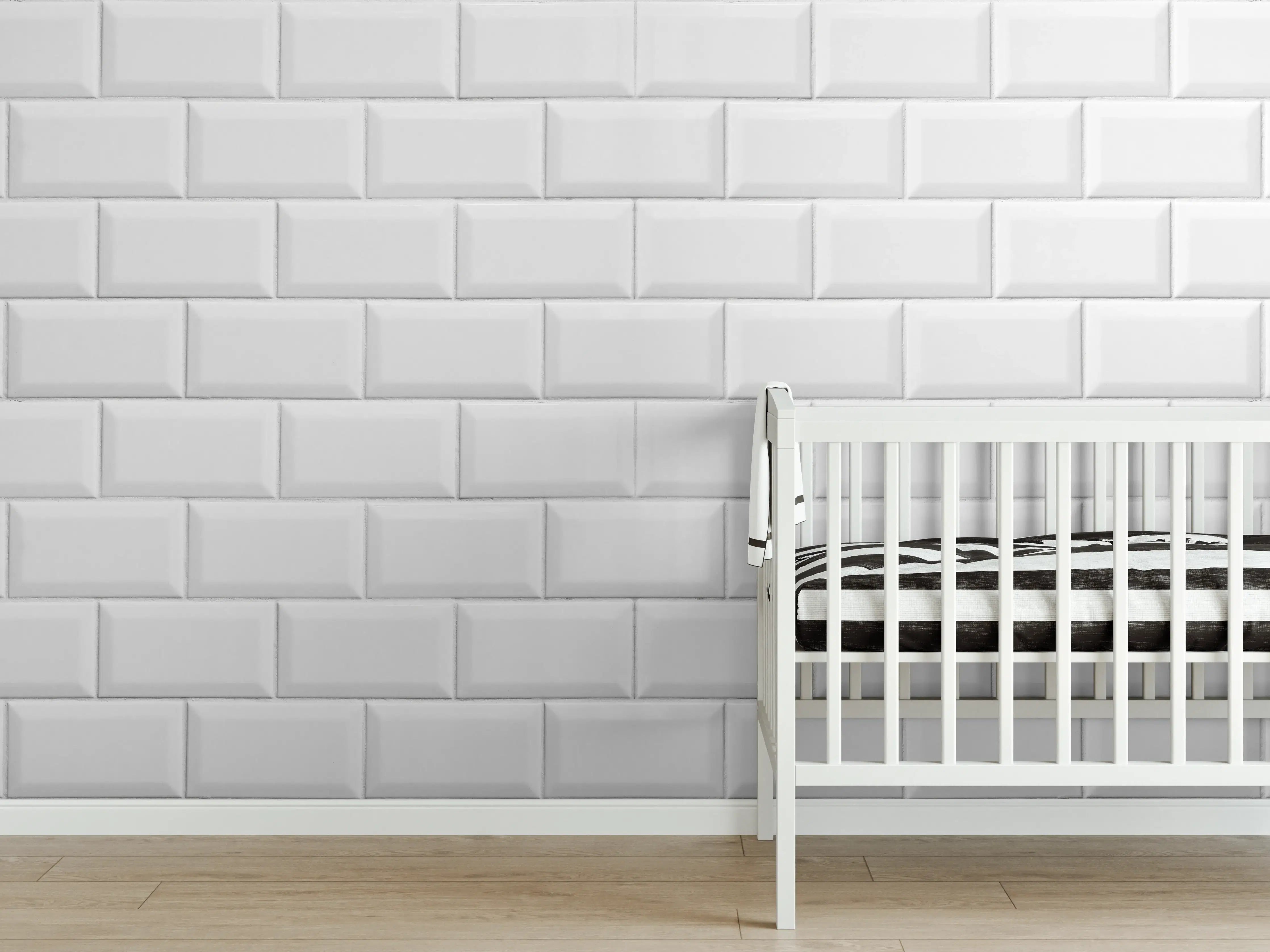 Babyzimmer Wandgestaltung - Weiße helle Ziegelfliesen