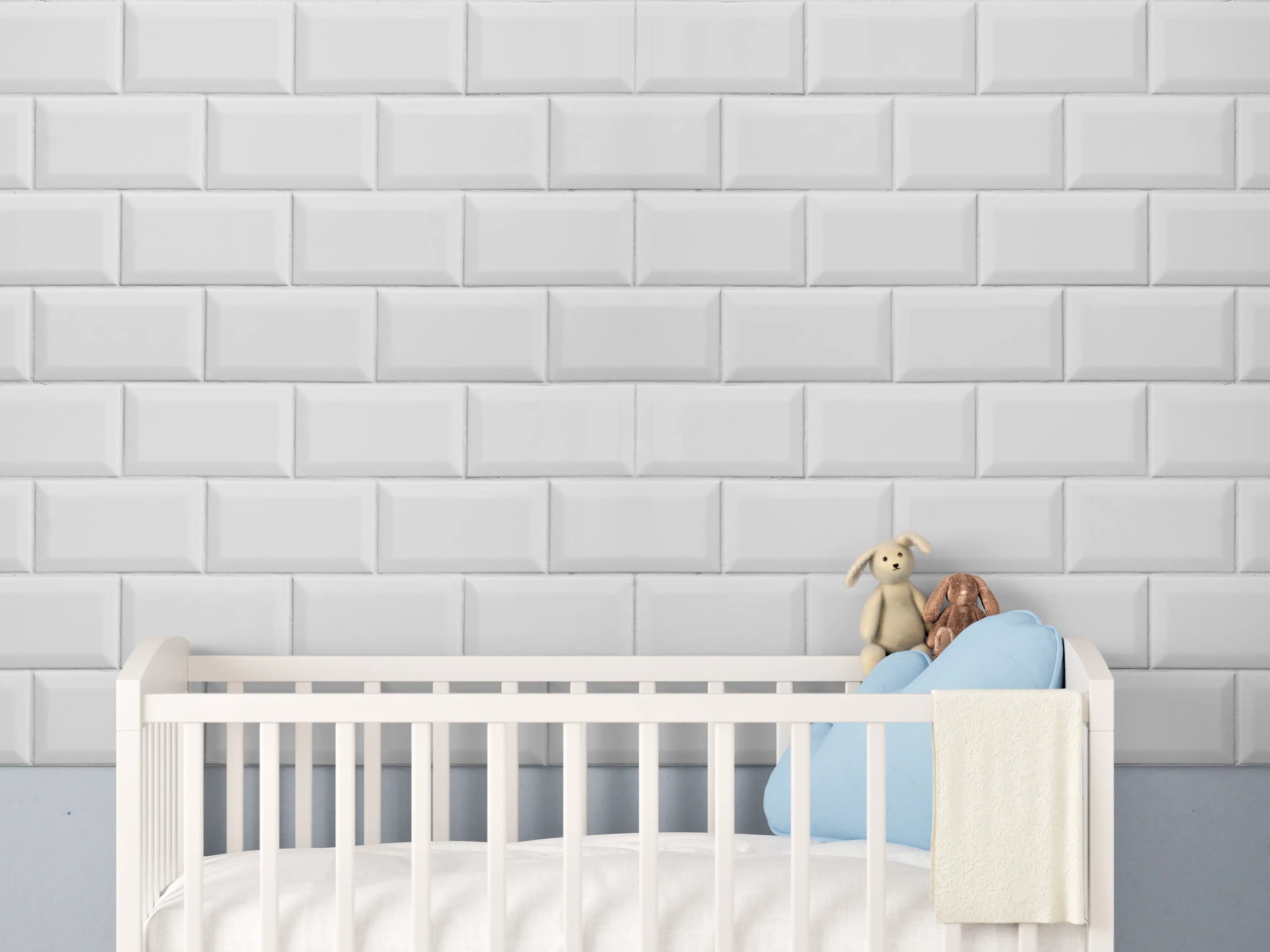 Babyzimmer Wandgestaltung - Weiße helle Ziegelfliesen