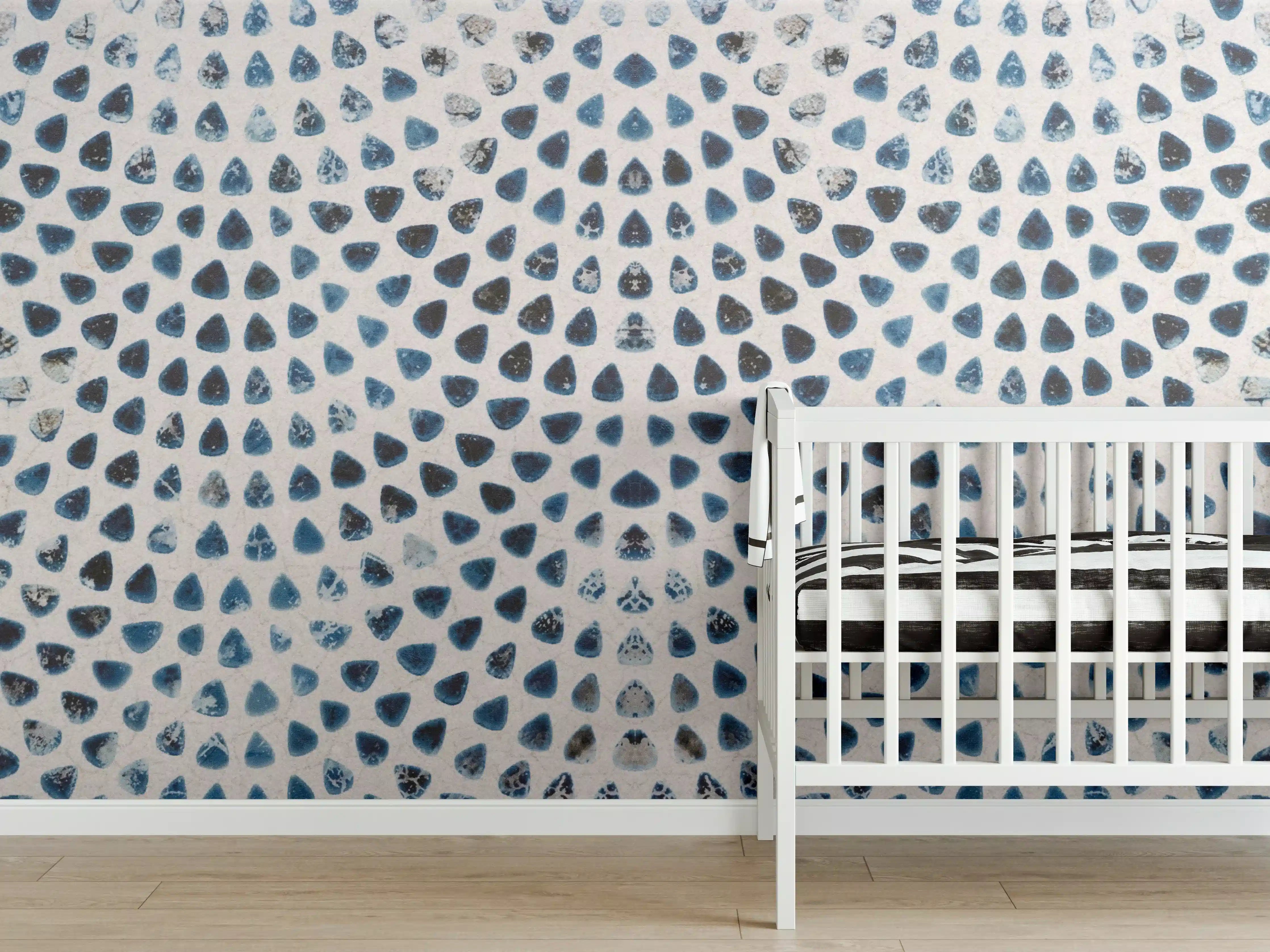Babyzimmer Wandgestaltung - Weiße kreisförmige Retro-Fliesen