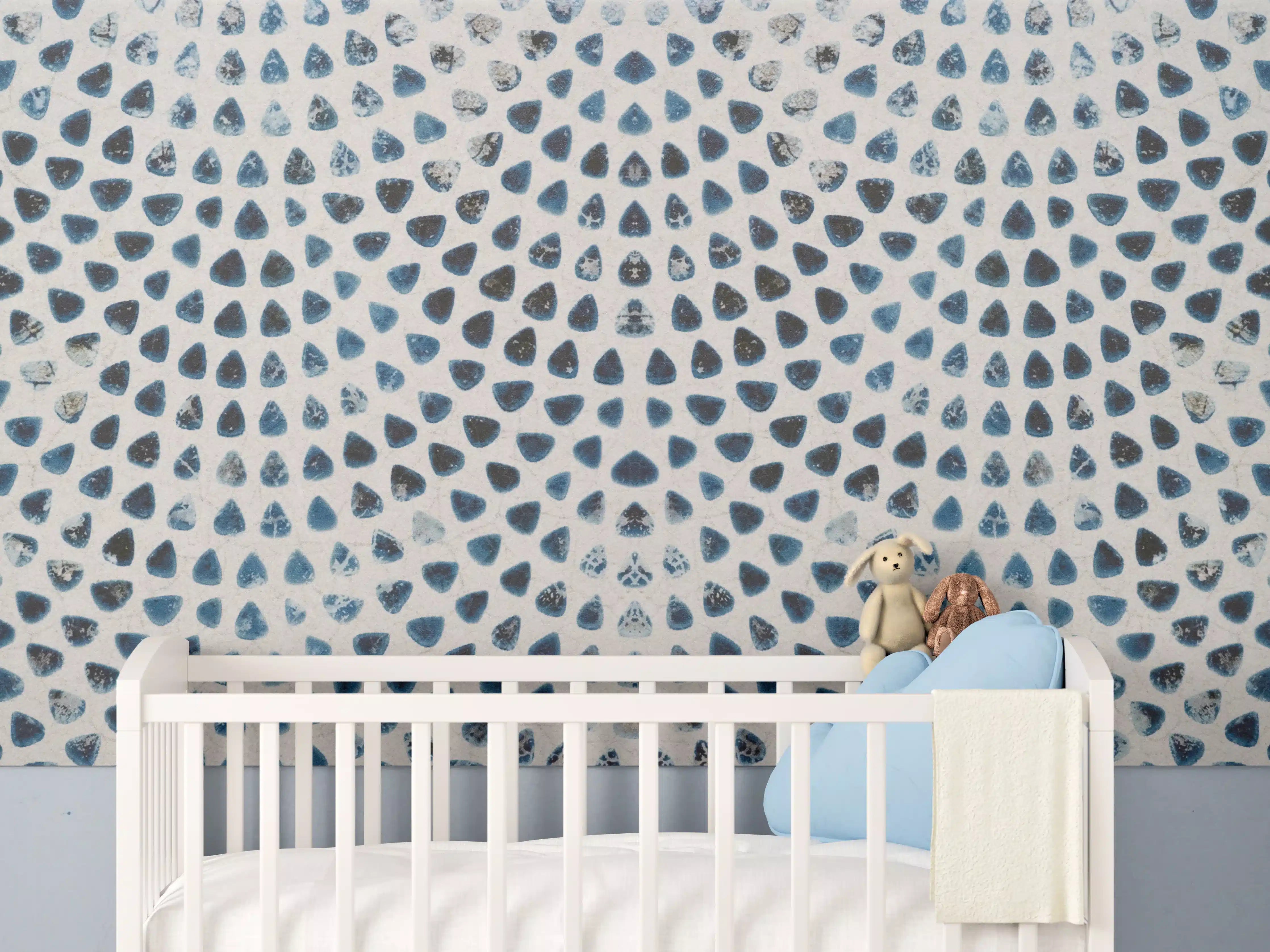 Babyzimmer Wandgestaltung - Weiße kreisförmige Retro-Fliesen