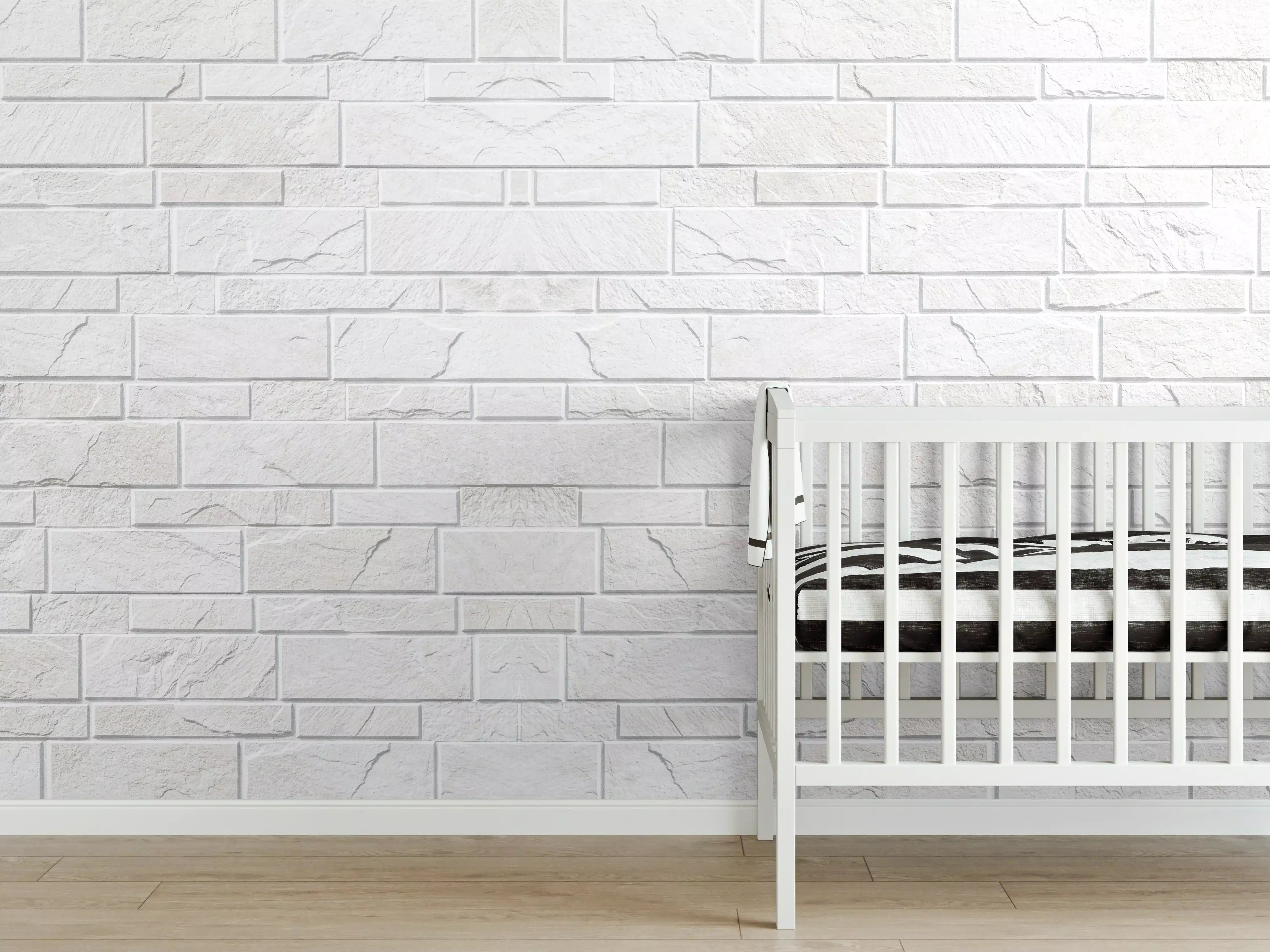 Babyzimmer Wandgestaltung - Weiße moderne Steinwand