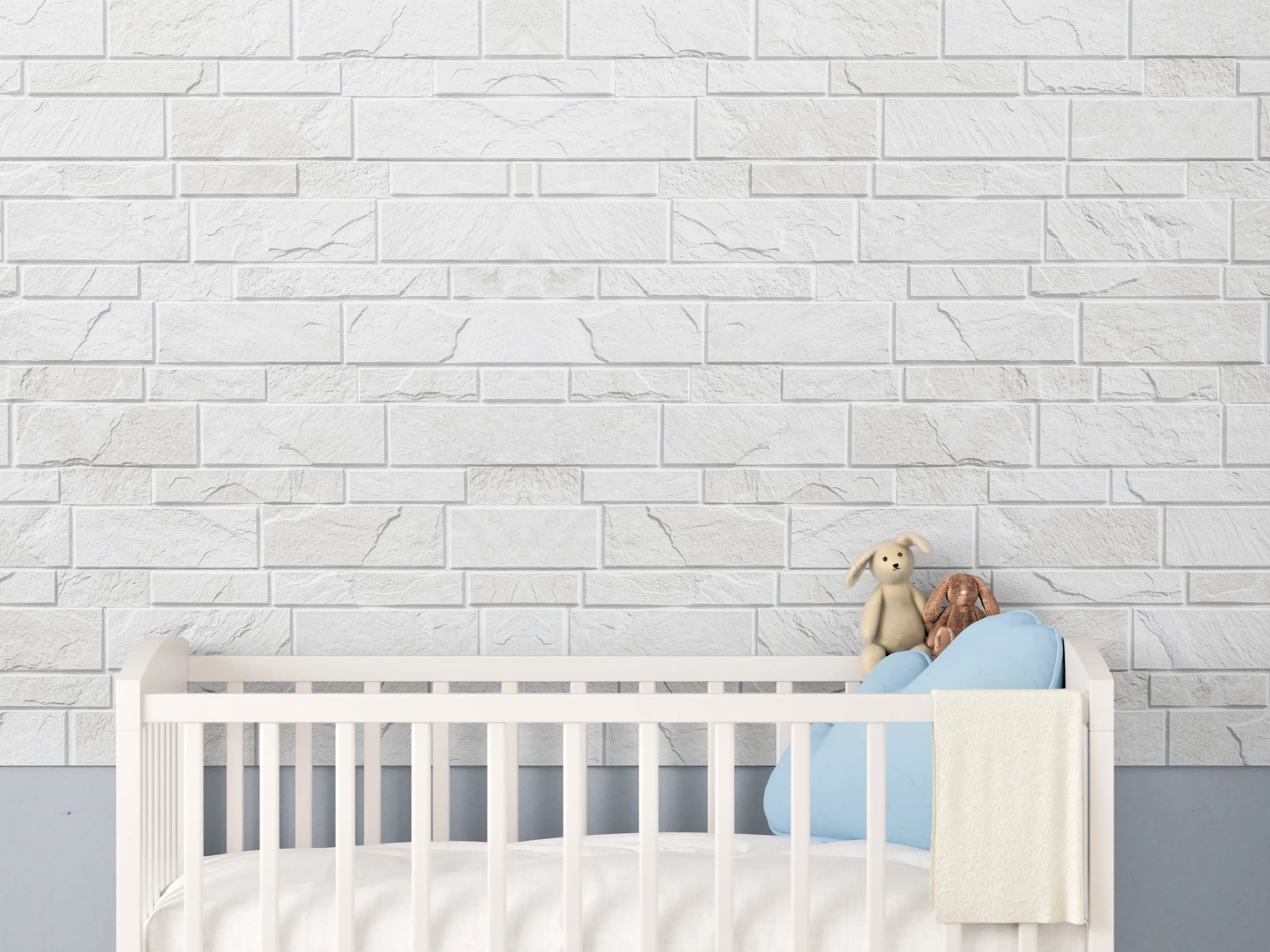 Babyzimmer Wandgestaltung - Weiße moderne Steinwand