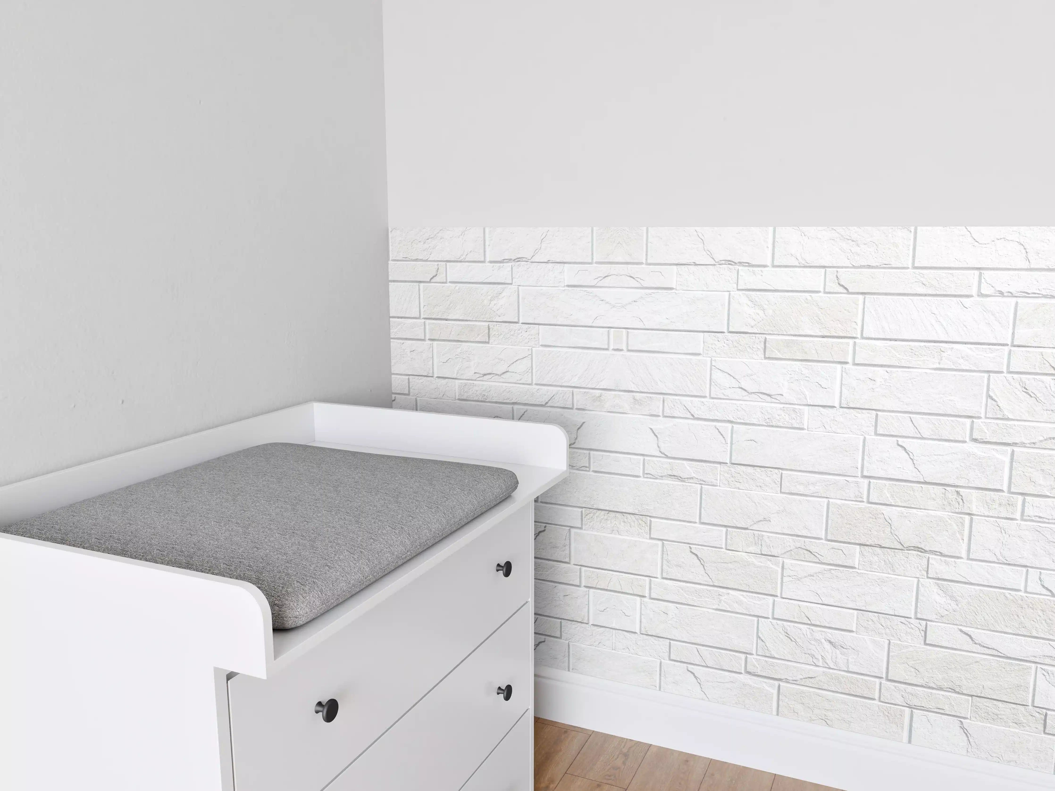 Babyzimmer Wandgestaltung - Weiße moderne Steinwand