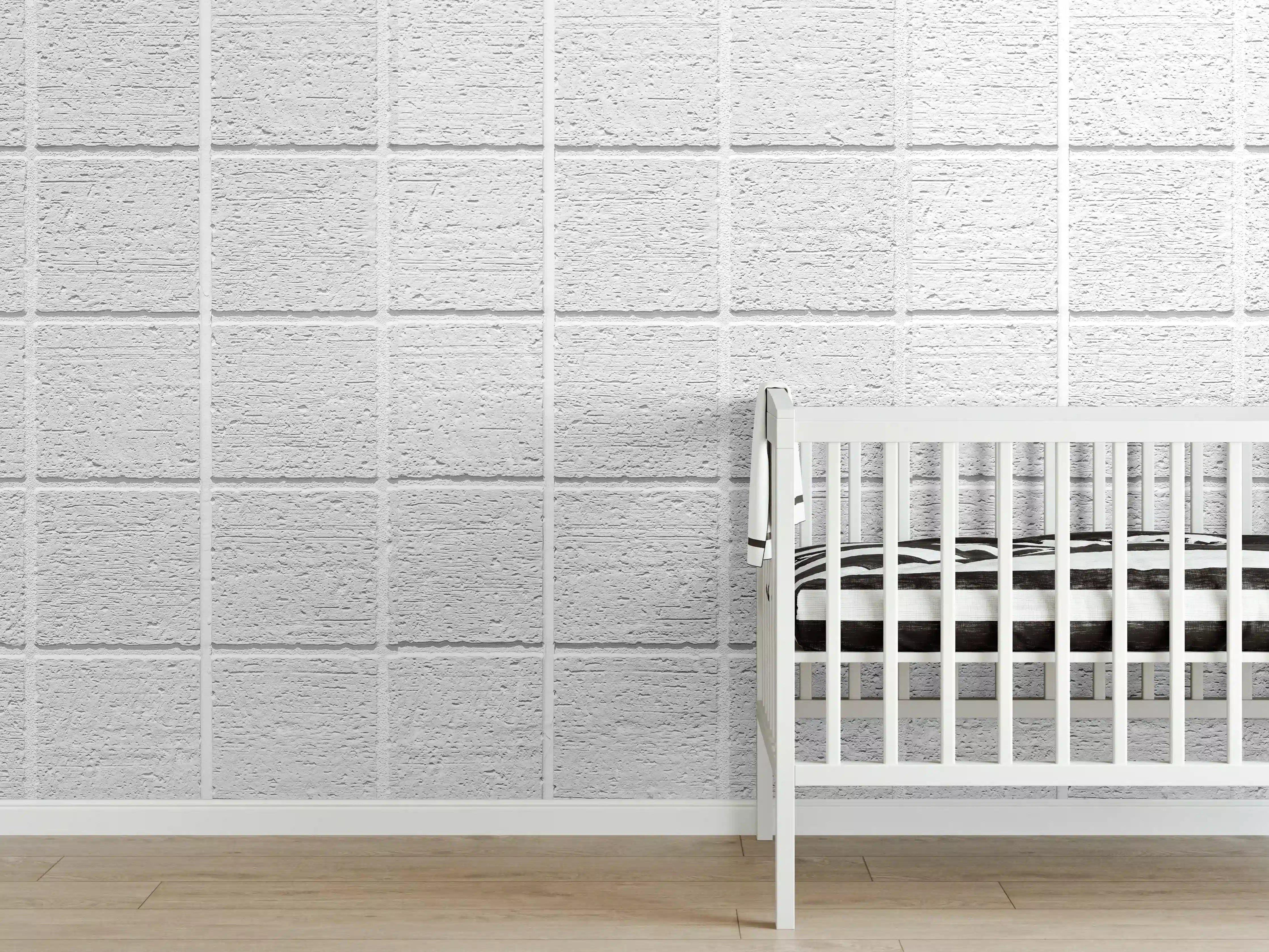 Babyzimmer Wandgestaltung - Weiße quadratische Steintextur