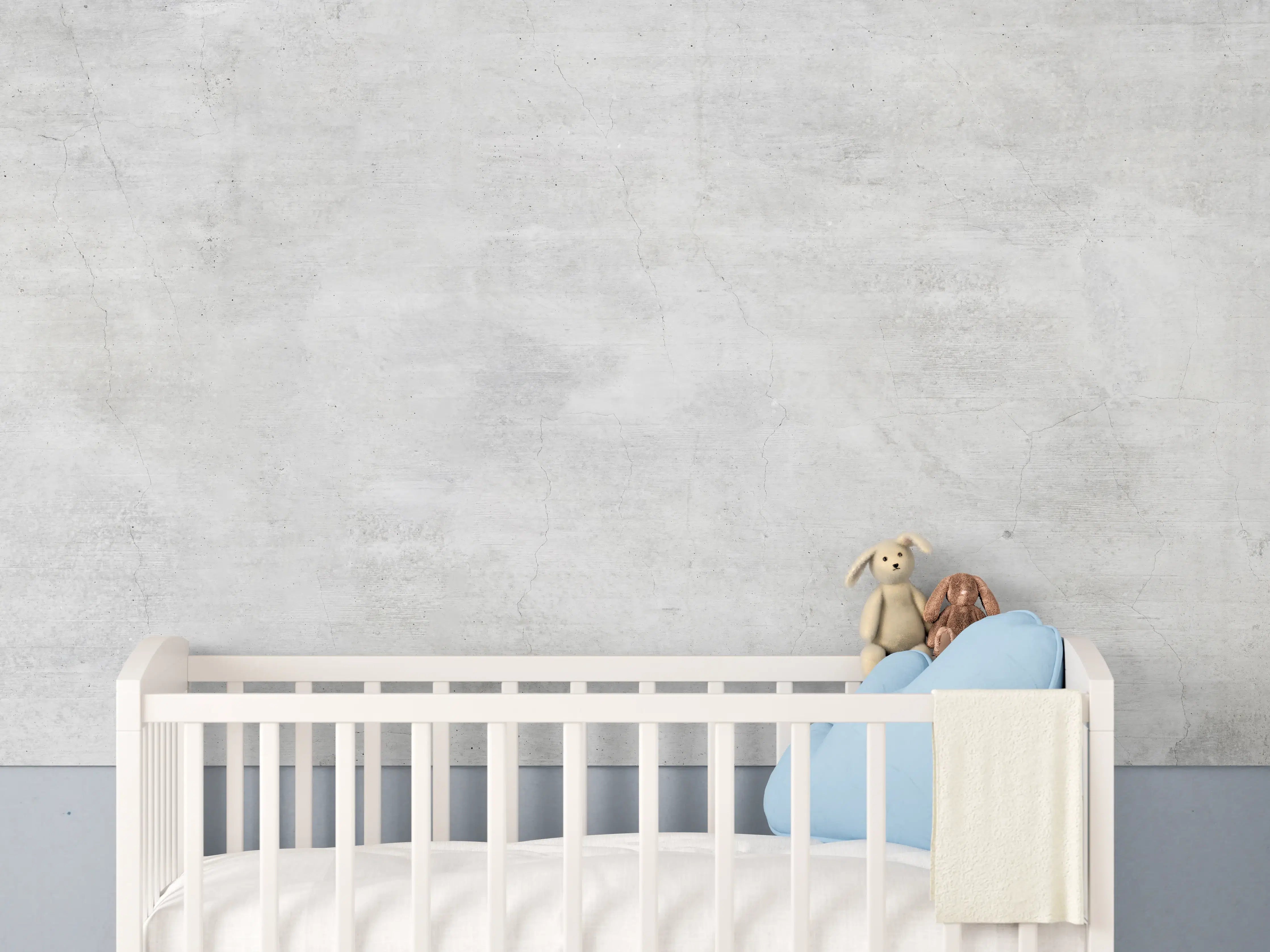 Babyzimmer Wandgestaltung - Weiße rissige Steinwand