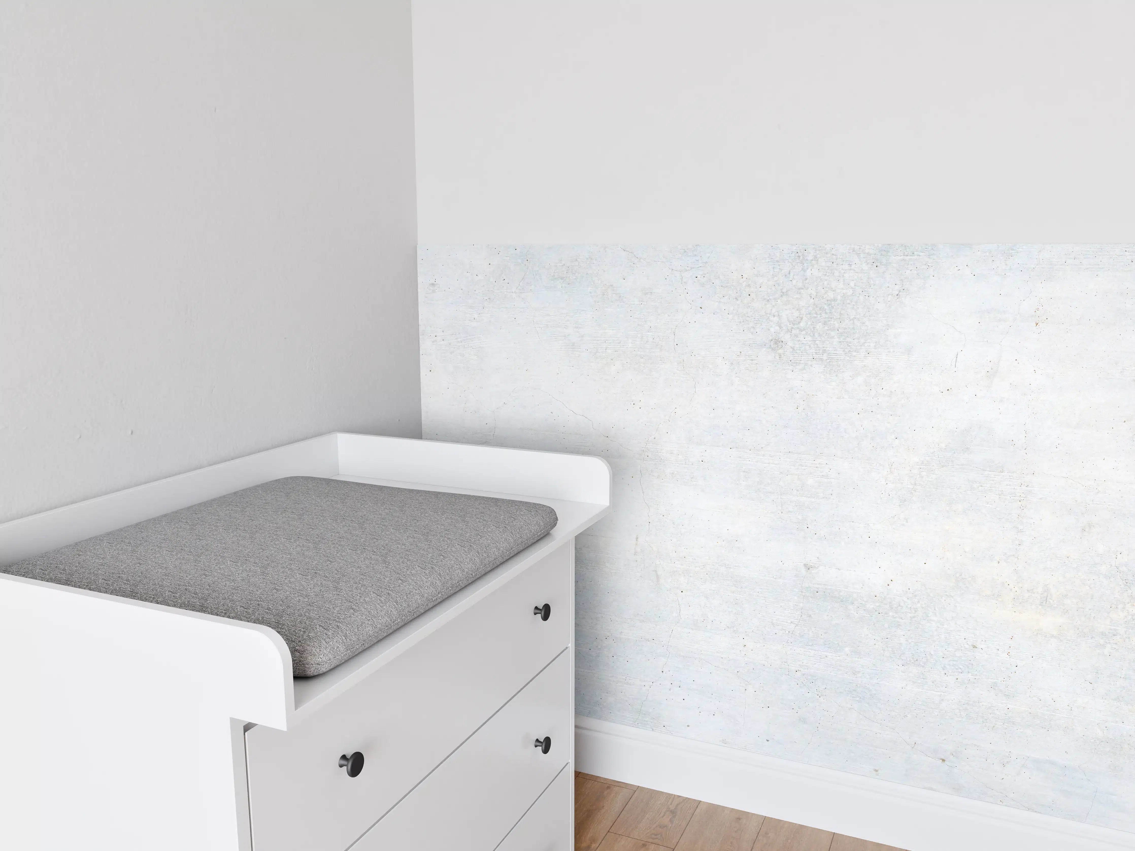 Babyzimmer Wandgestaltung - Weiße verwitterte Betonwand