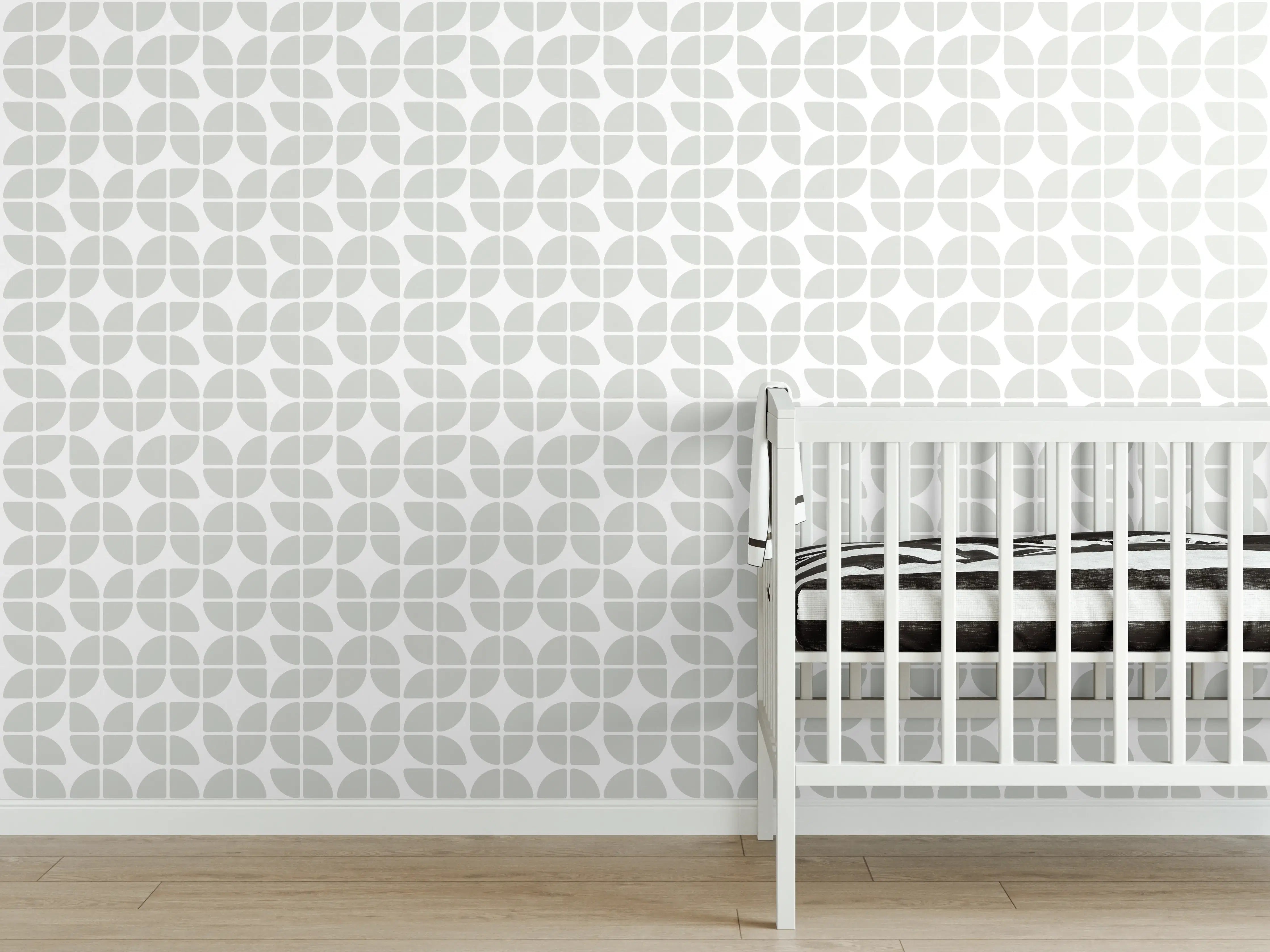 Babyzimmer Wandgestaltung - Weiße, elegante Fliesen mit grauem Muster