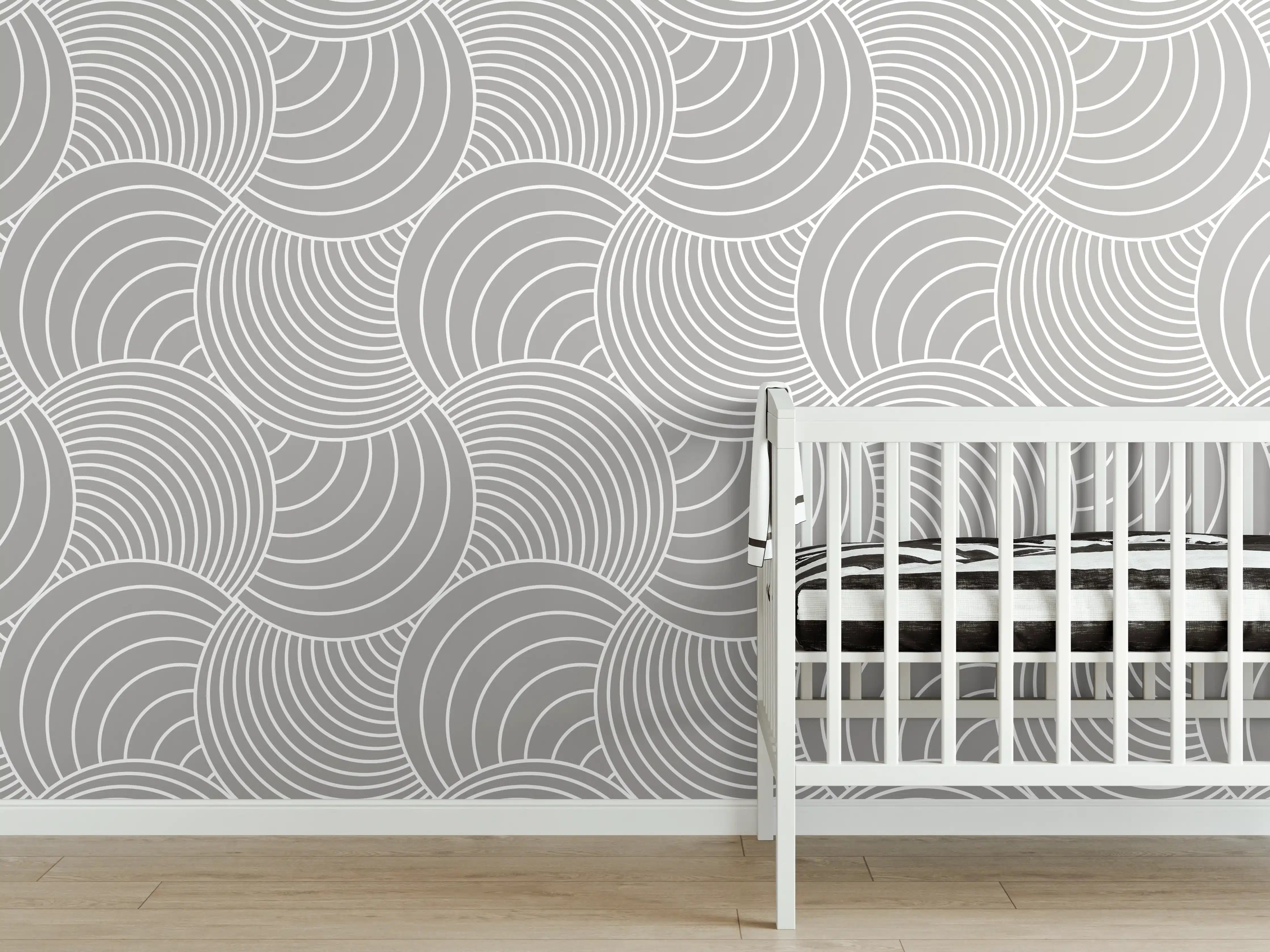 Babyzimmer Wandgestaltung - Weiße, graue Wellenmuster-Textur
