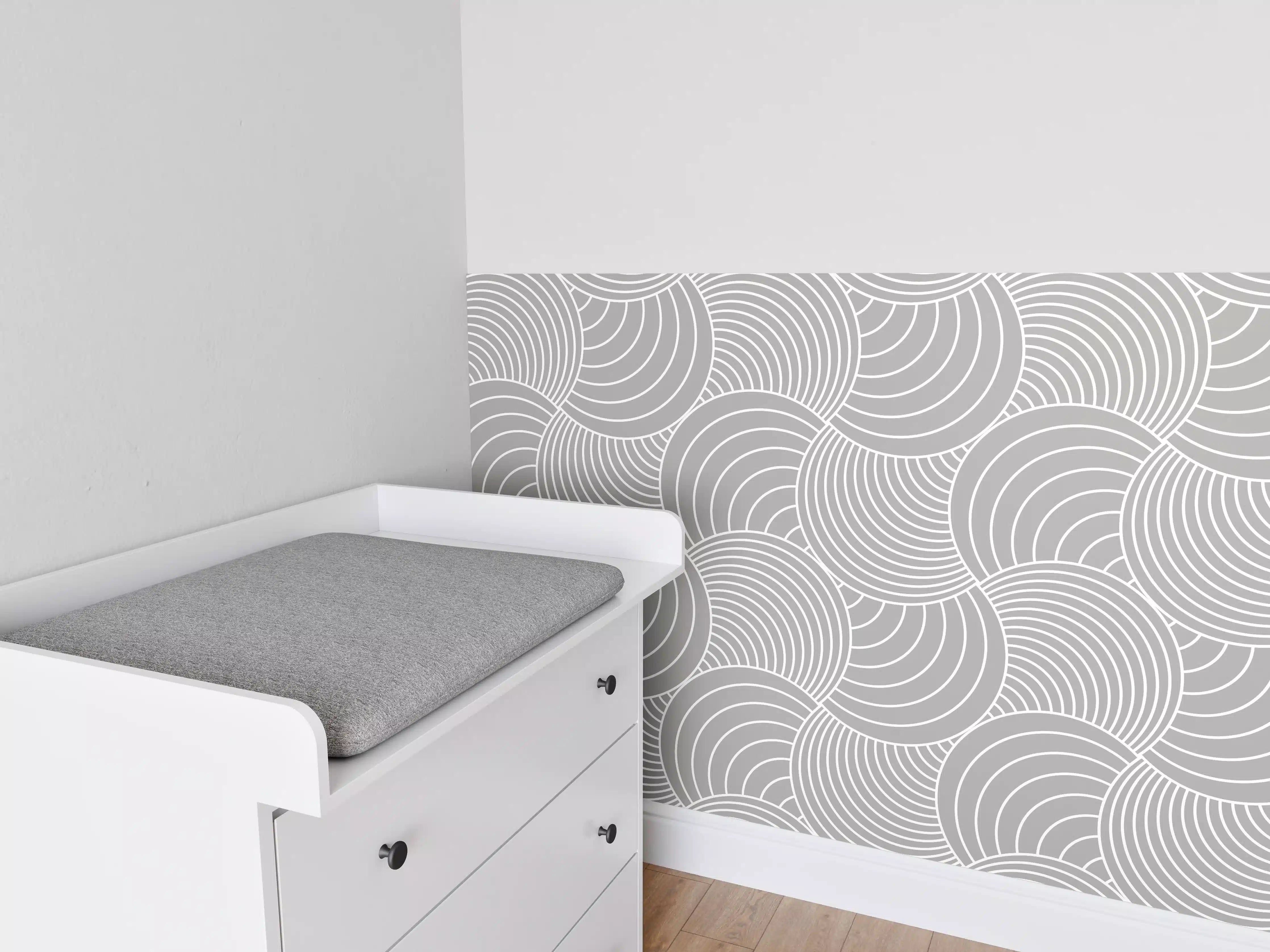 Babyzimmer Wandgestaltung - Weiße, graue Wellenmuster-Textur