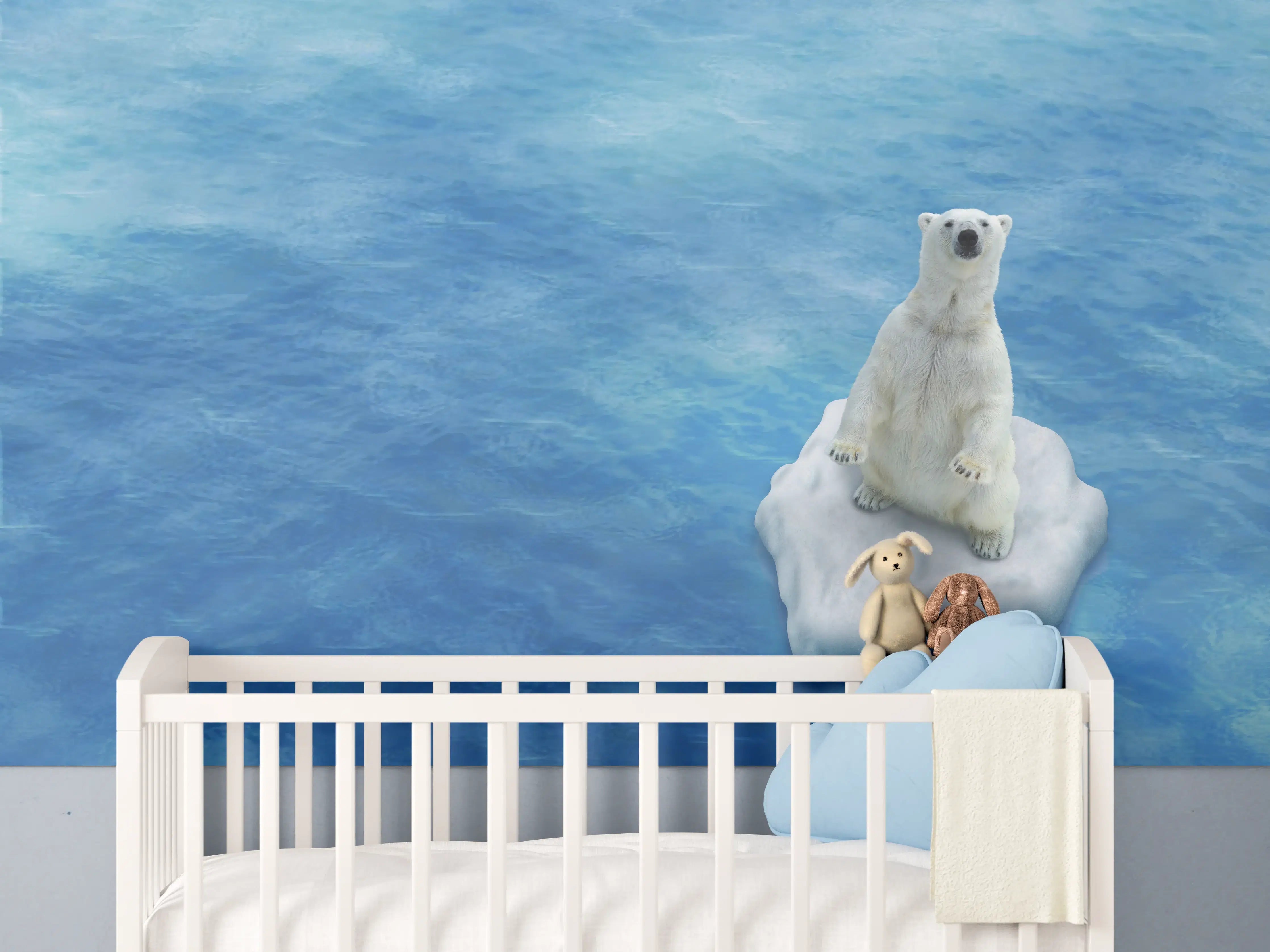 Babyzimmer Wandgestaltung - Weißer Eisbär treibend auf Eisscholle