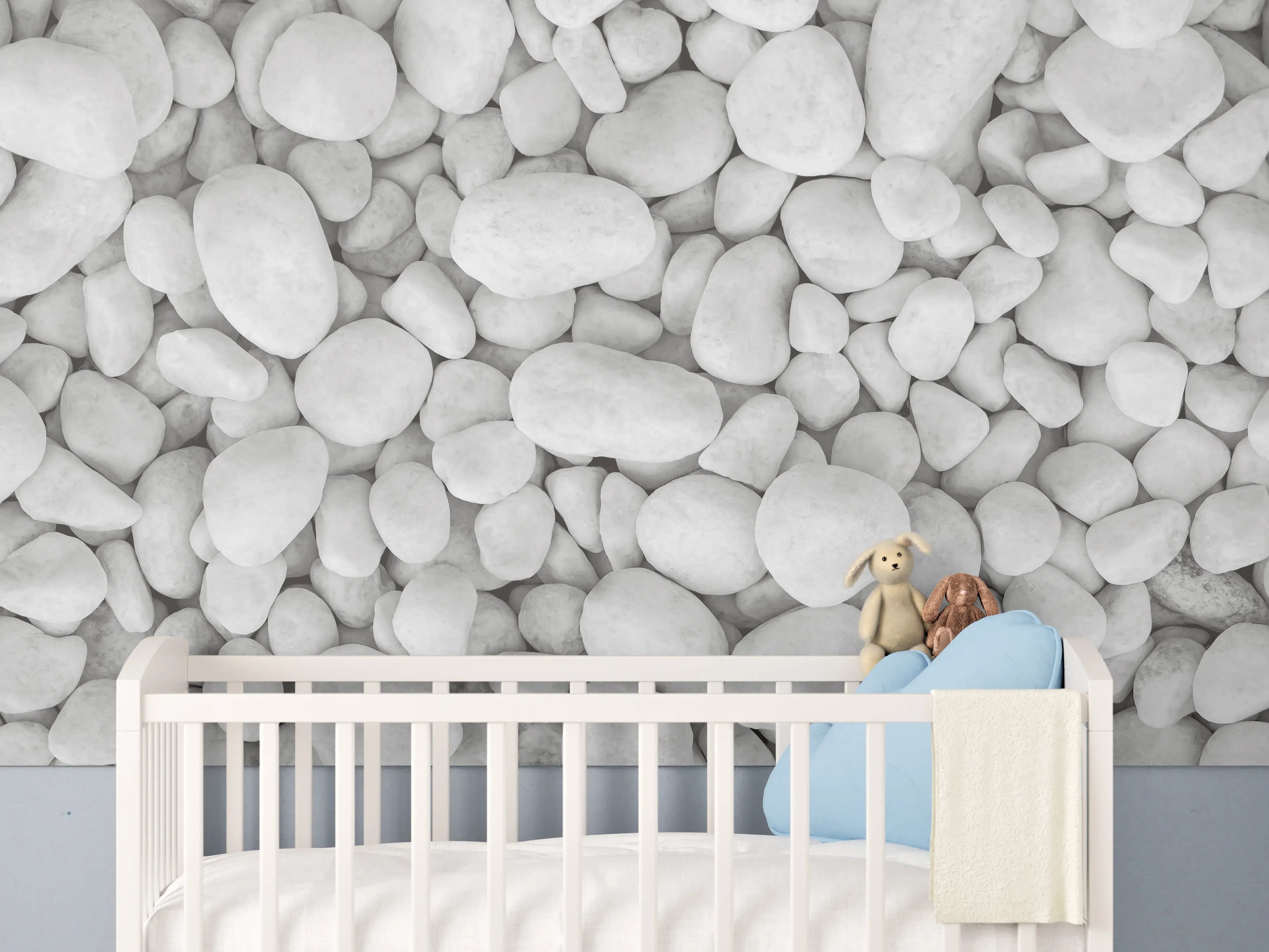 Babyzimmer Wandgestaltung - Weißer Kieselstein